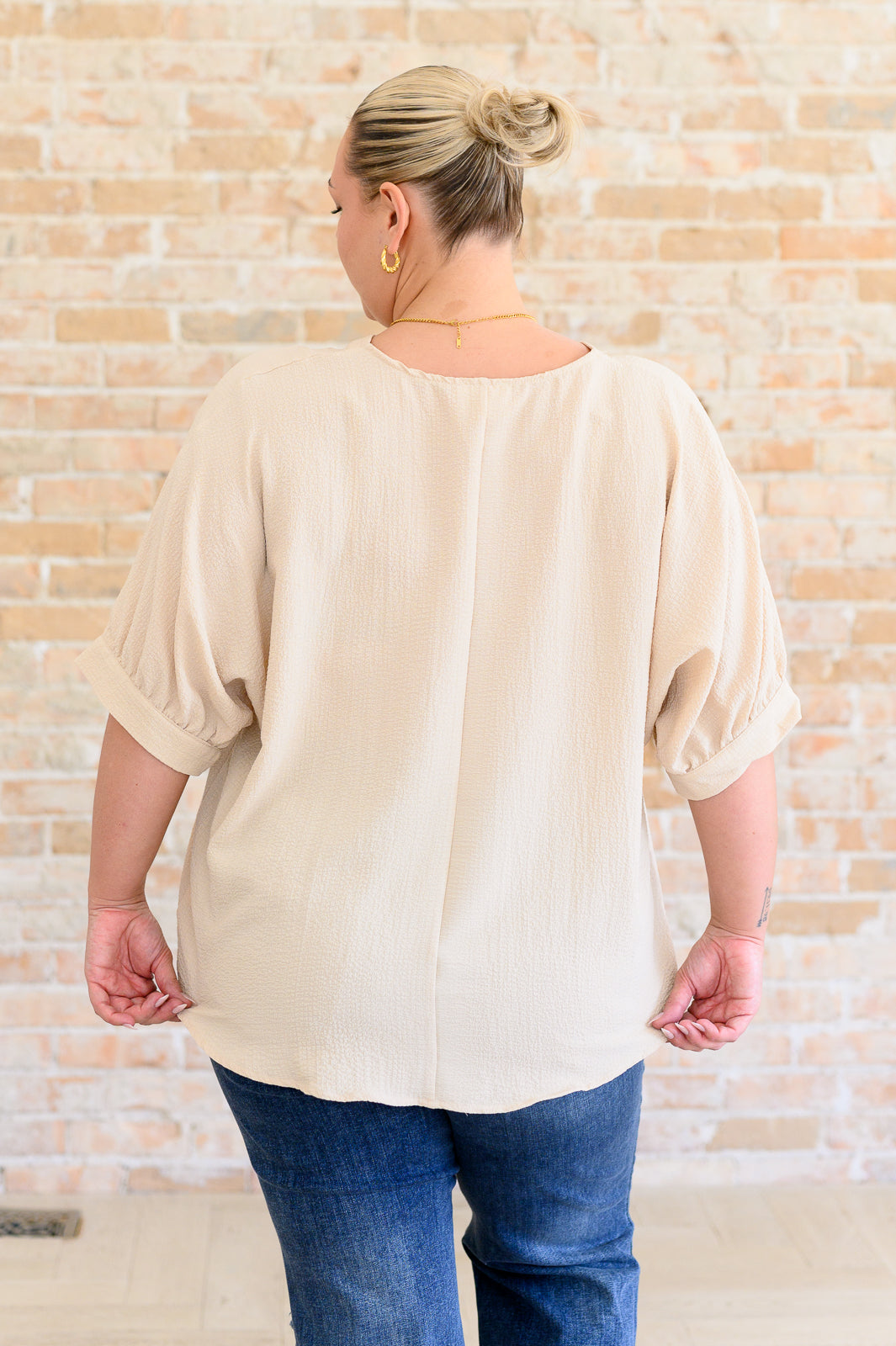 Up For Anything V-Neck Blouse • Taupe