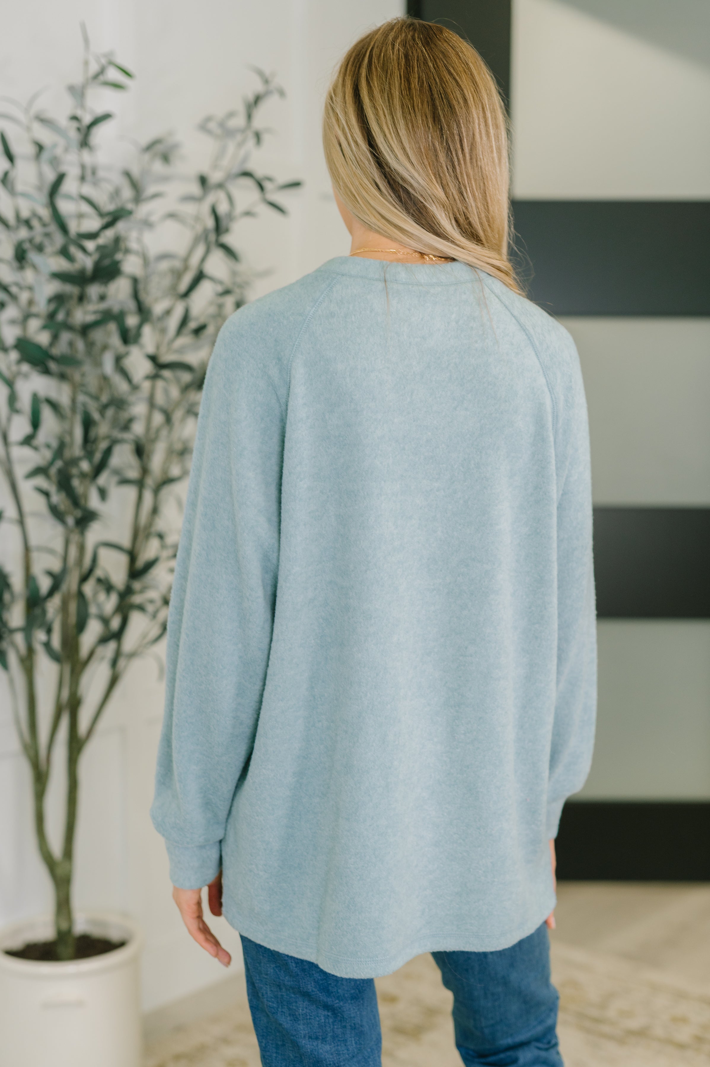 Urban Flux Scooped Hi-Low Long Pullover • Blue Grey