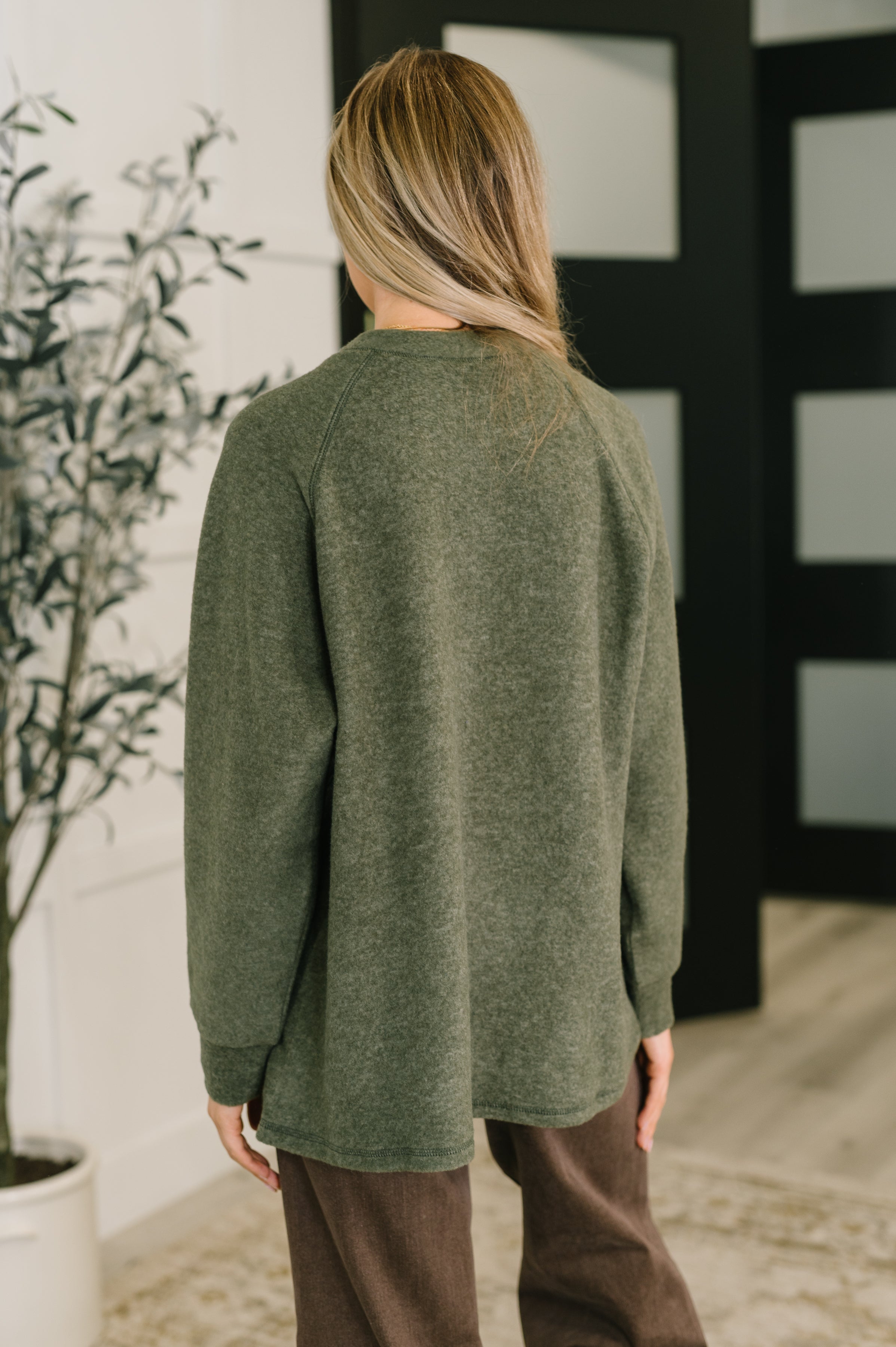 Urban Flux Scooped Hi-Low Long Pullover • Olive
