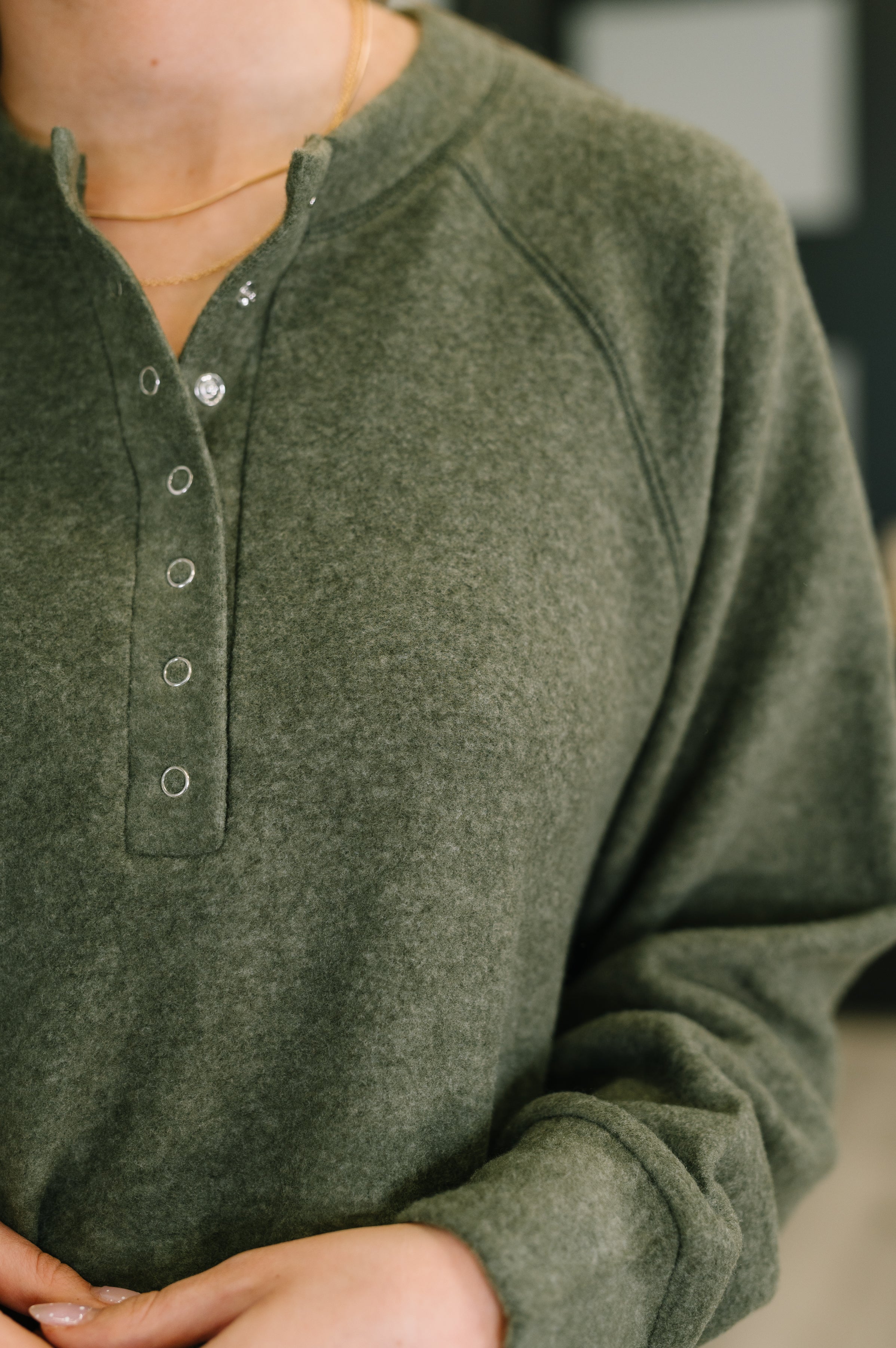 Urban Flux Scooped Hi-Low Long Pullover • Olive