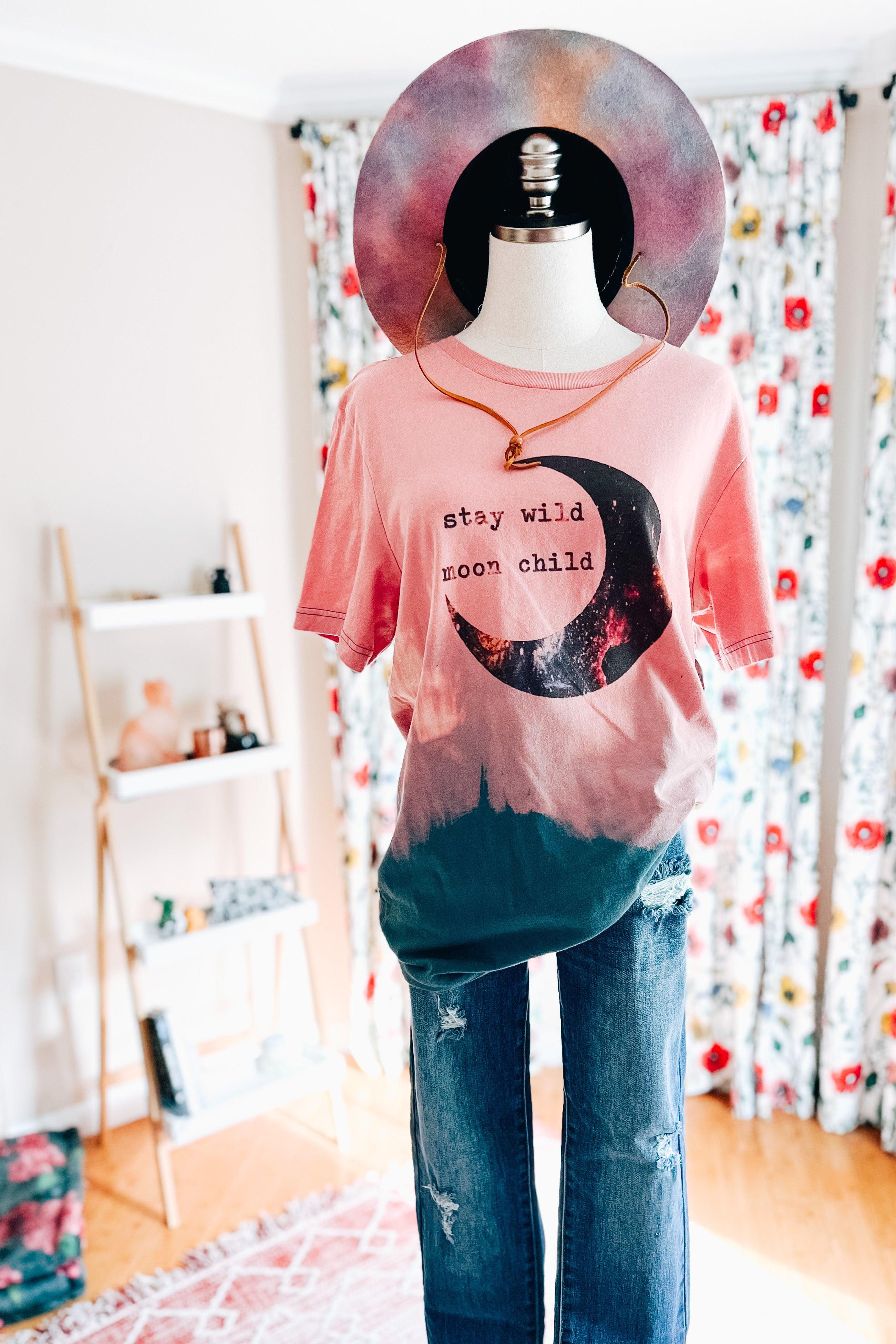 Stay Wild Moon Child Ombre Tee - Atomic Wildflower