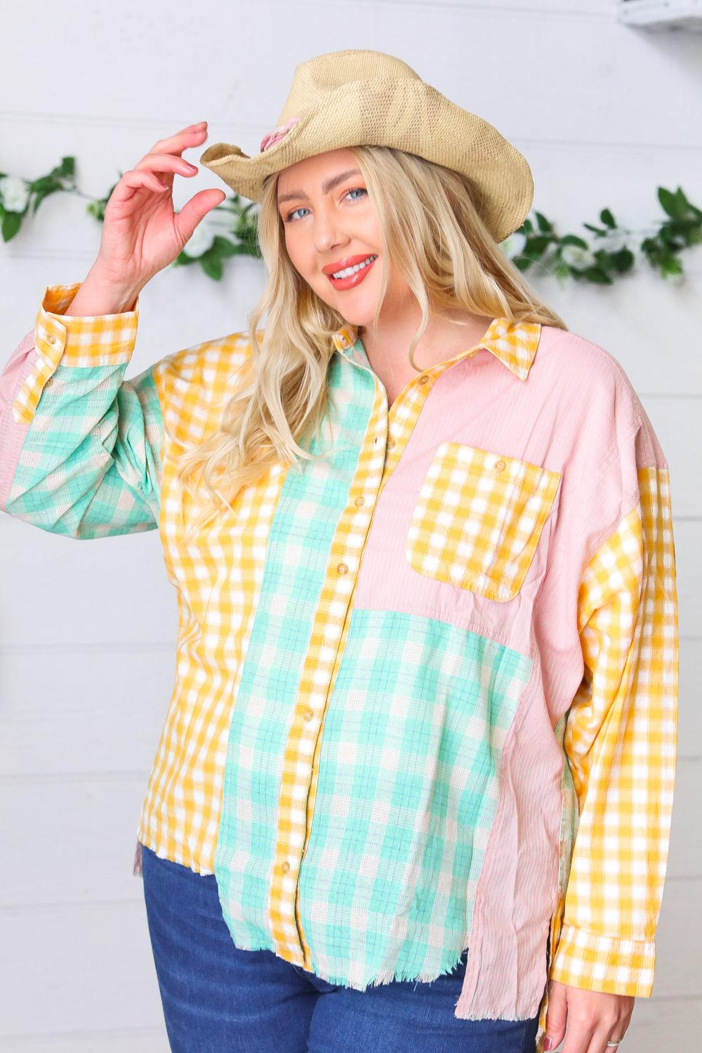 Cotton Plaid Button Up Shirt - Atomic Wildflower