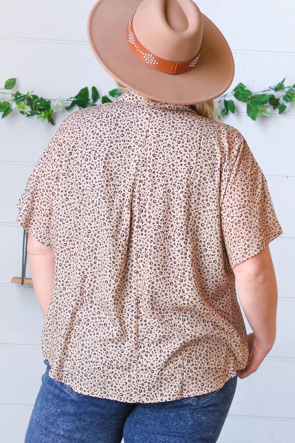 Fast Track Collared V Neck Top - Atomic Wildflower