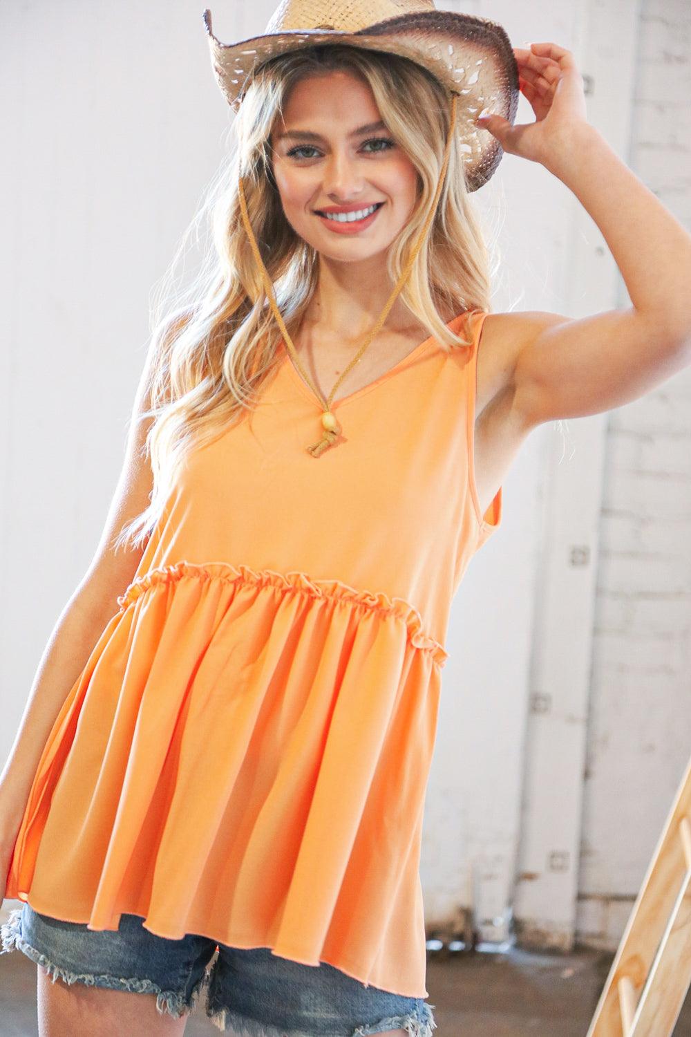 It’s All About Ruffles Frill Tunic Top • Peach - Atomic Wildflower