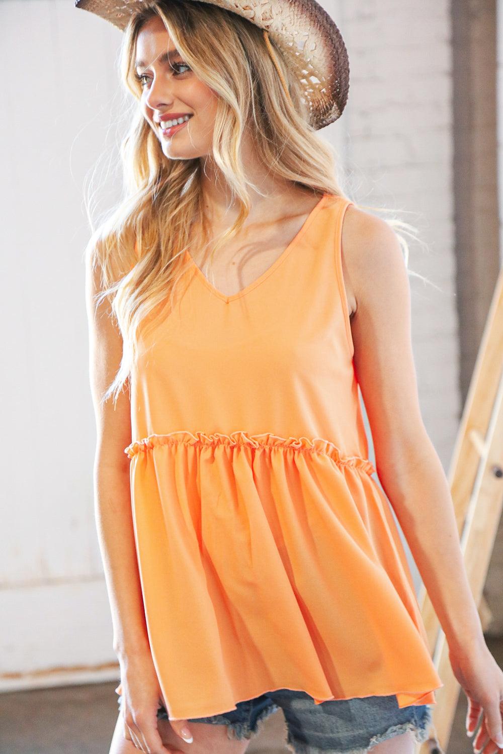 It’s All About Ruffles Frill Tunic Top • Peach - Atomic Wildflower
