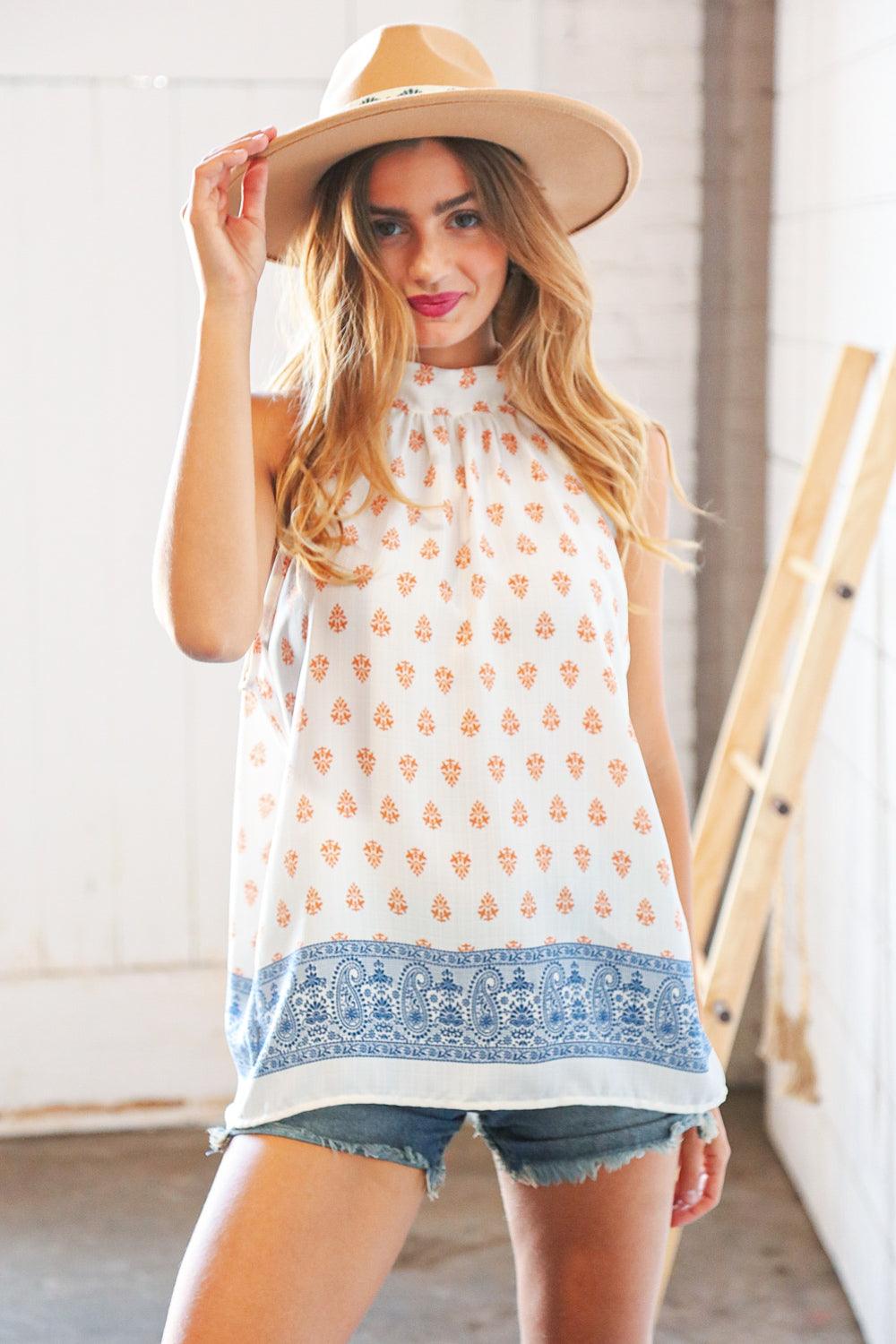 Here & Now Boho Woven Halter Neck Top - Atomic Wildflower