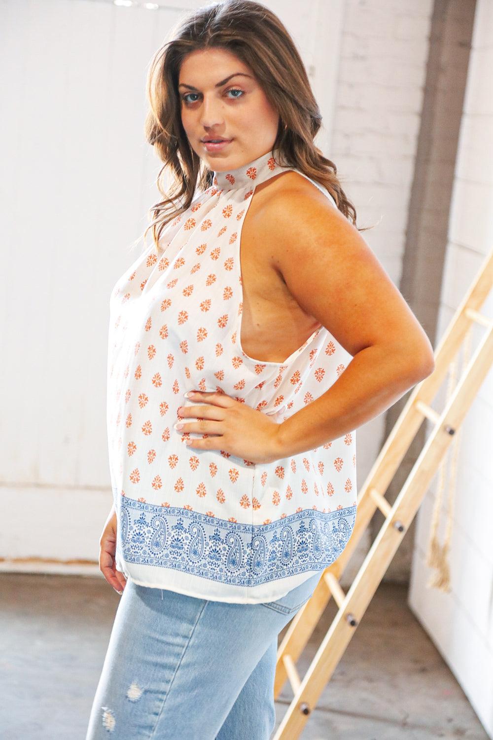 Here & Now Boho Woven Halter Neck Top - Atomic Wildflower
