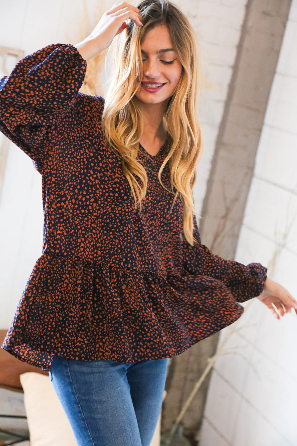 All Along Woven Babydoll Top - Atomic Wildflower