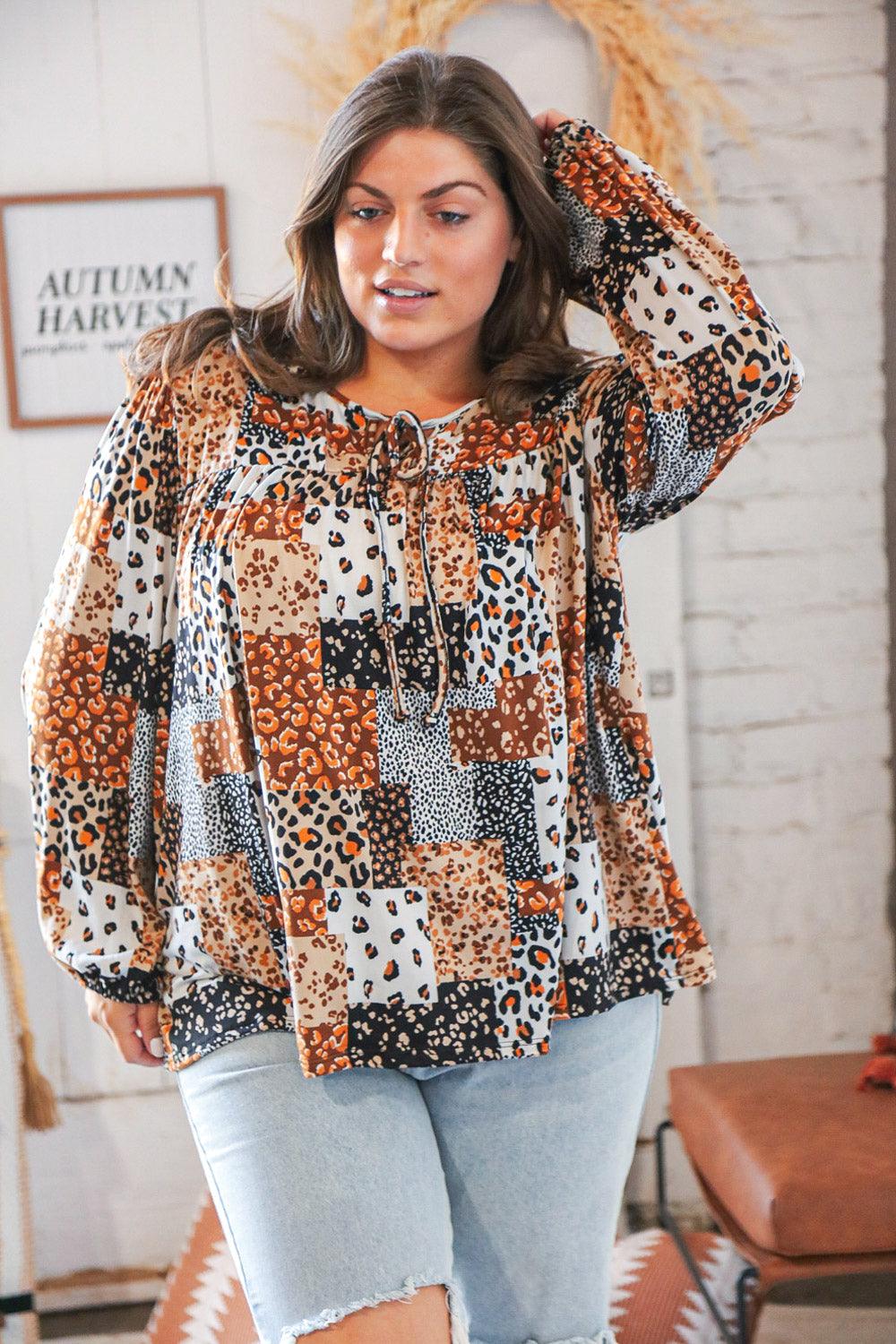 Leading Leopard Patchwork Top - Atomic Wildflower