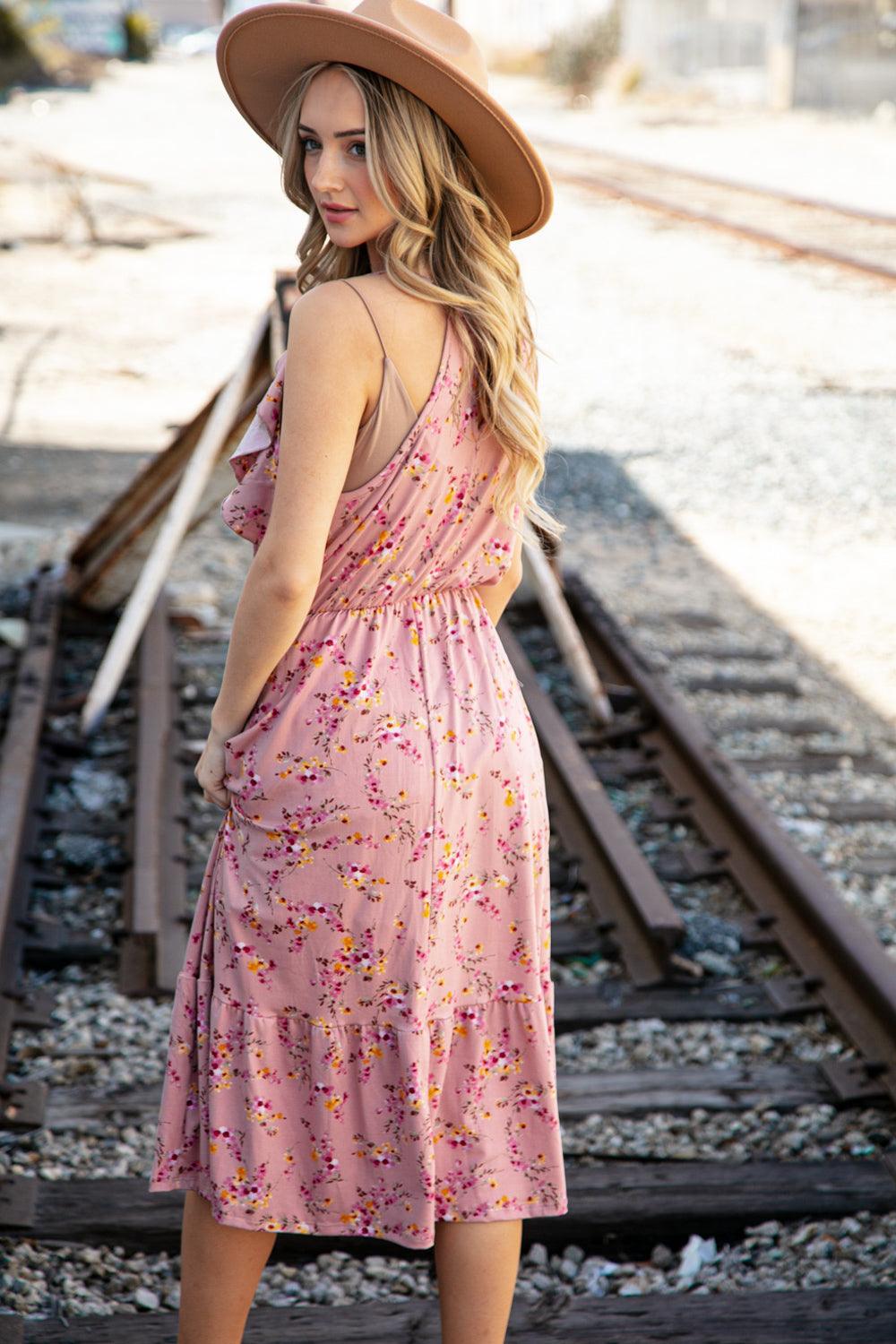 Kiss From A Rose Floral Midi Dress - Atomic Wildflower