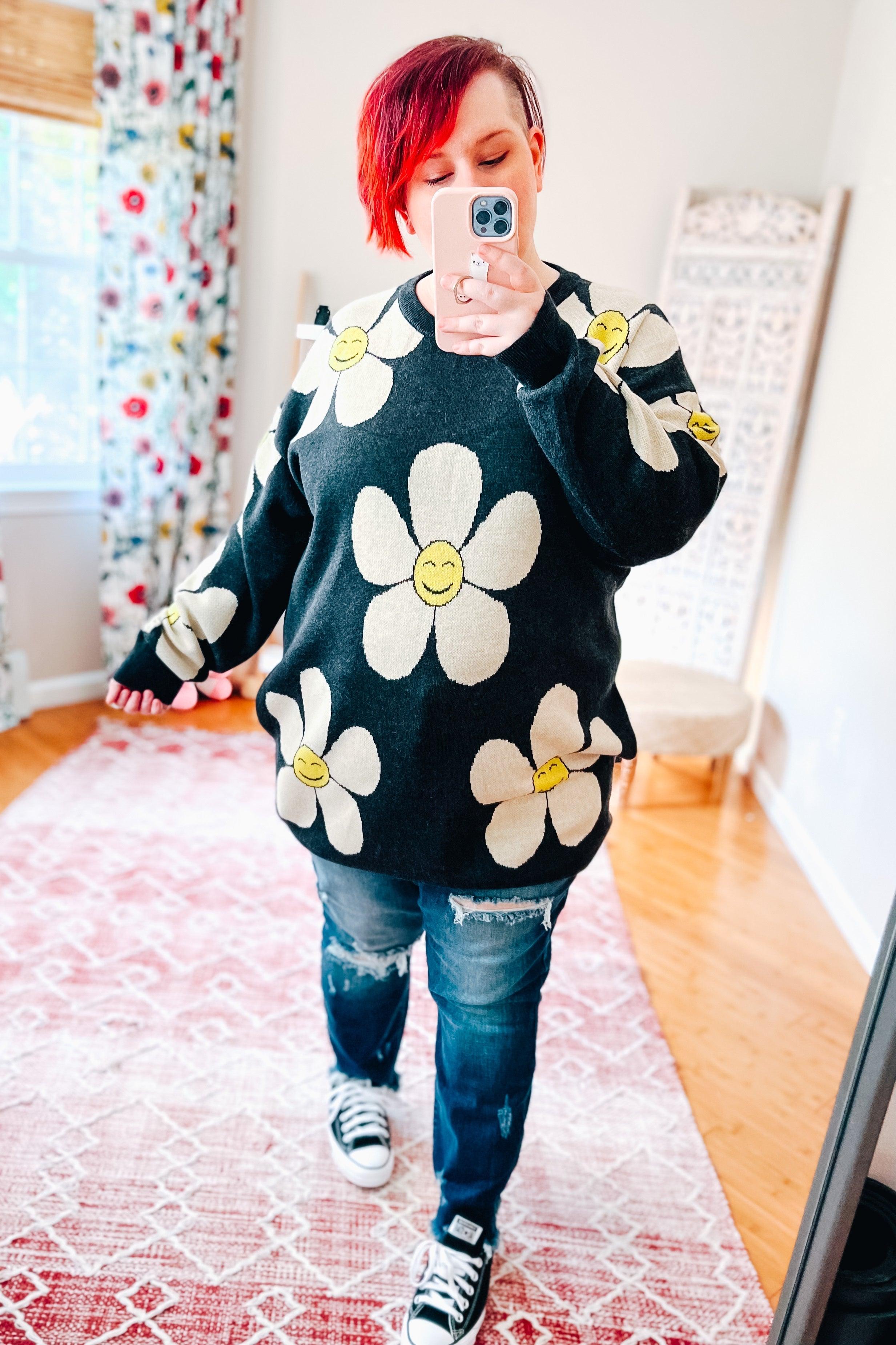 Show Me Your Happy Knit Oversized Sweater - Atomic Wildflower