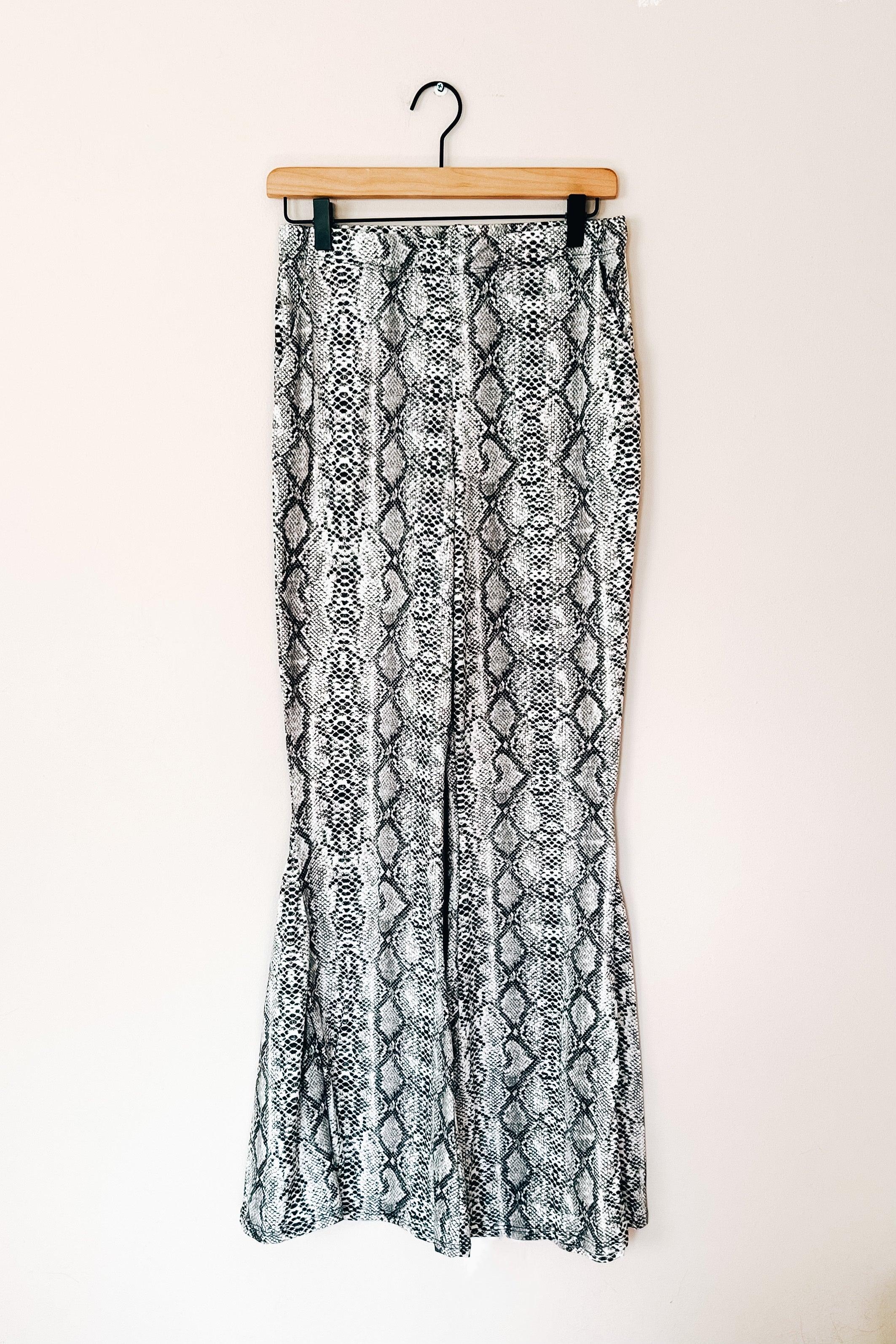 Sneaky Snake Print Flare Pants - Atomic Wildflower