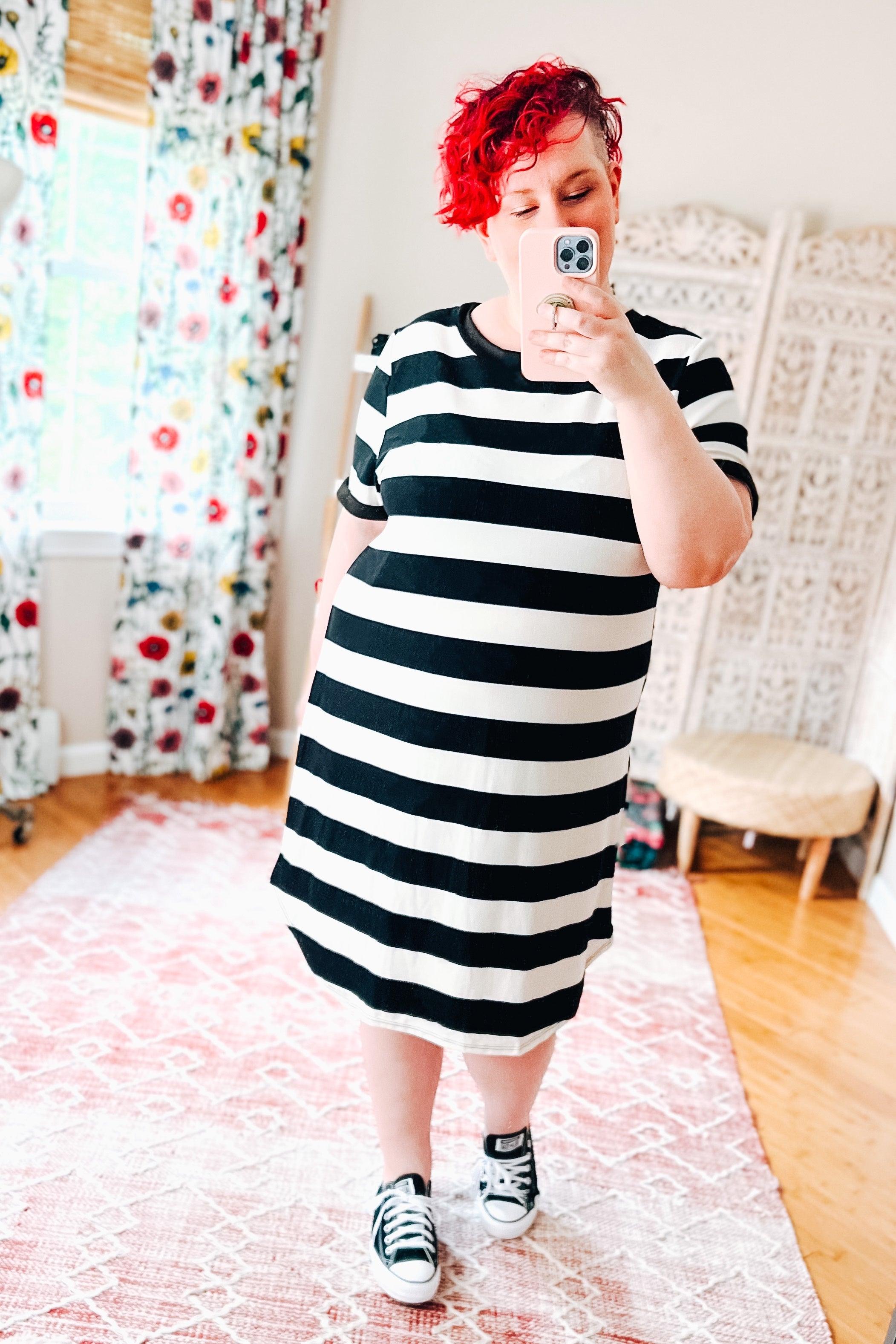 Oh Sheila Striped T Shirt Dress - Atomic Wildflower