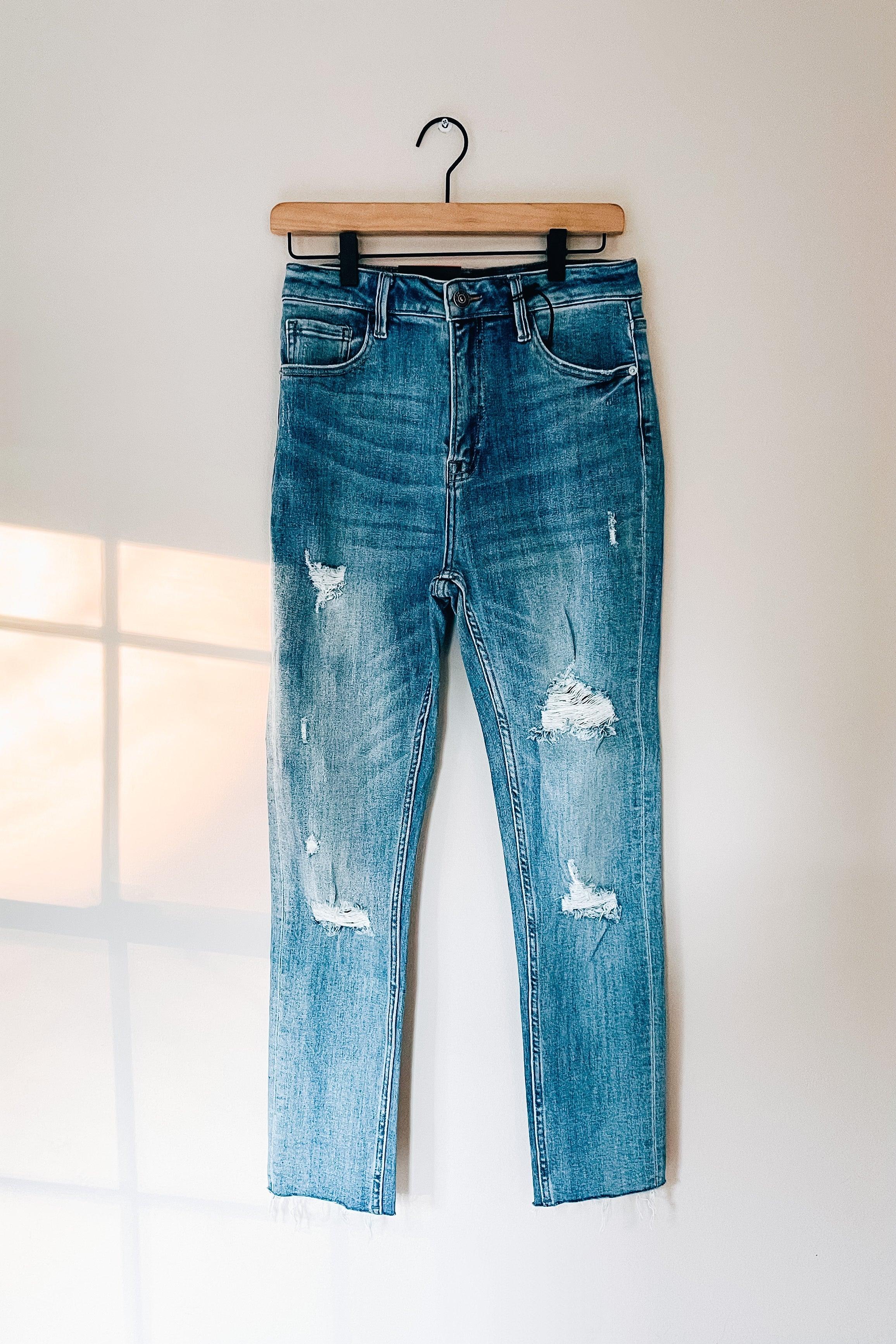Thinking About You Distressed Relaxed Skinnies - Atomic Wildflower