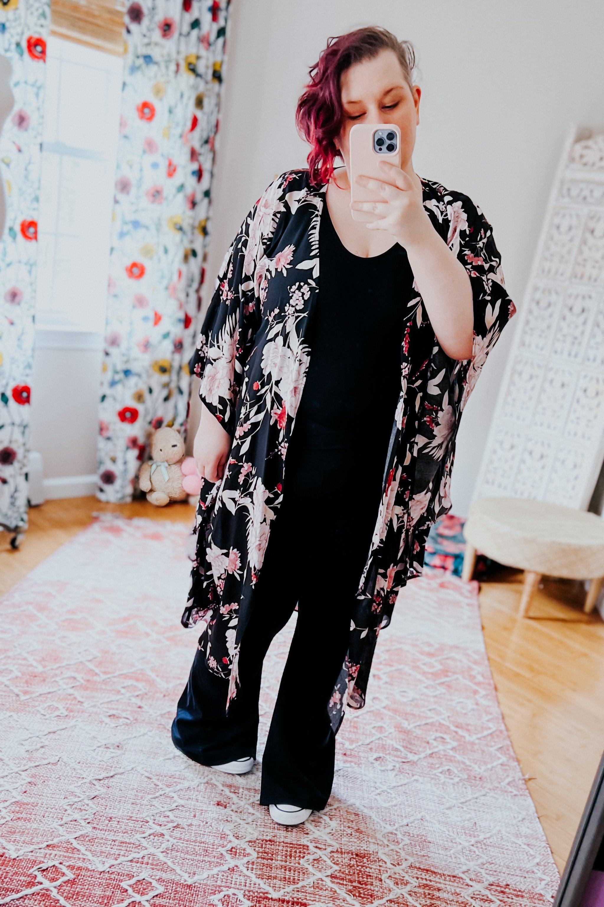 Fly Away Floral Butterfly Sleeve Kimono Layering Piece - Atomic Wildflower