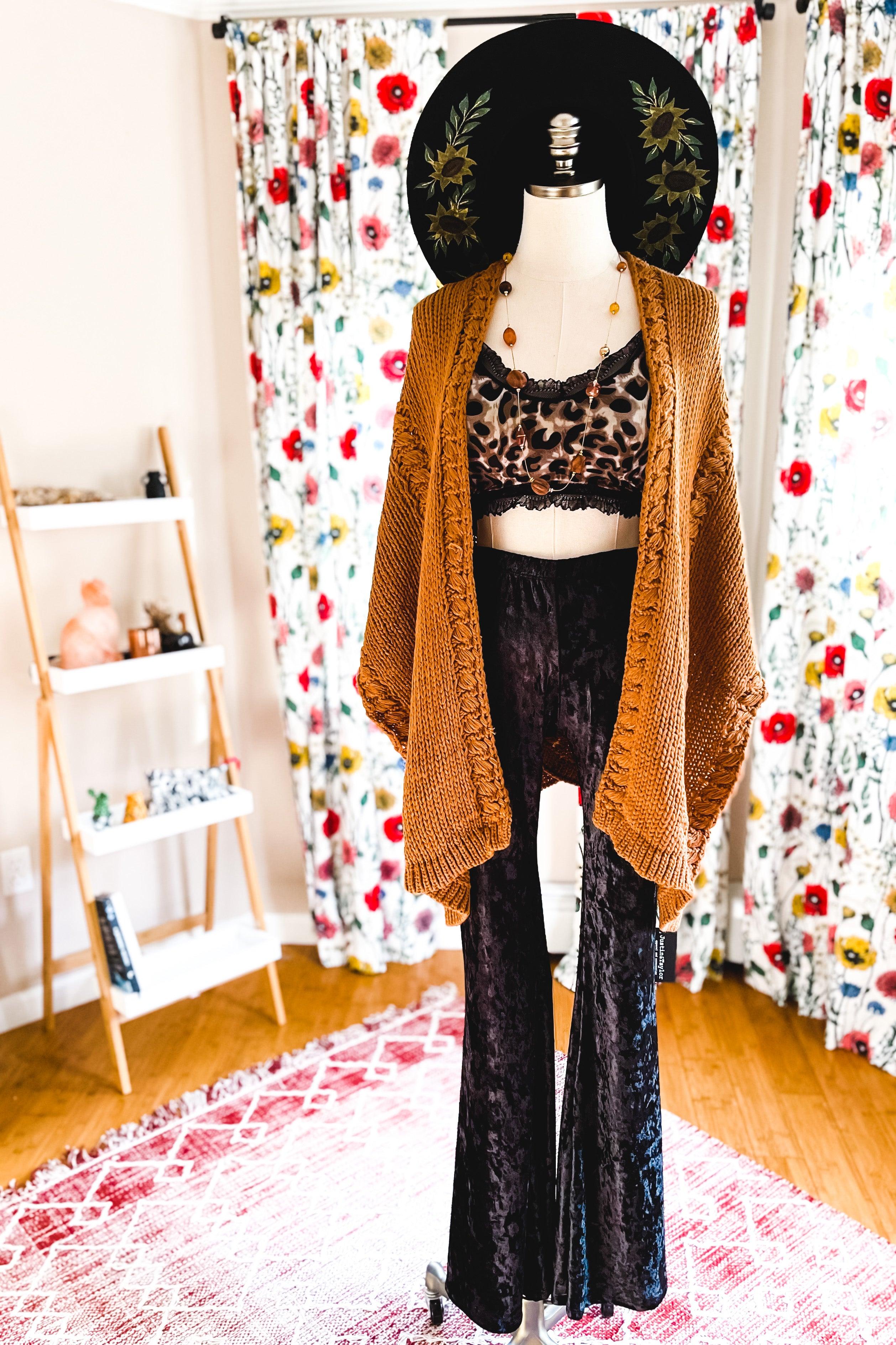 Venom Black Velvet Bell Bottoms - Atomic Wildflower