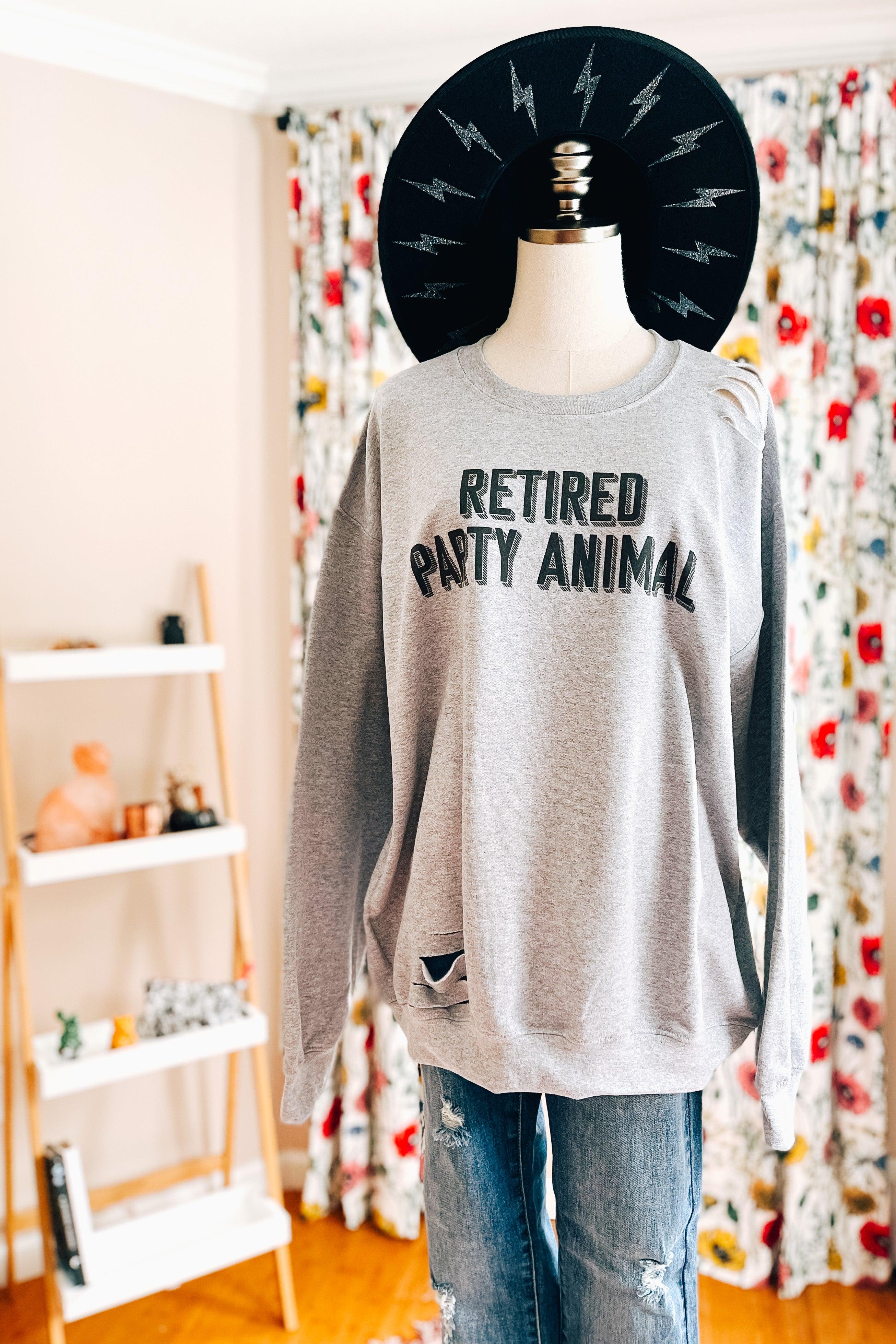 Retired Party Animal Distressed Pullover - Atomic Wildflower