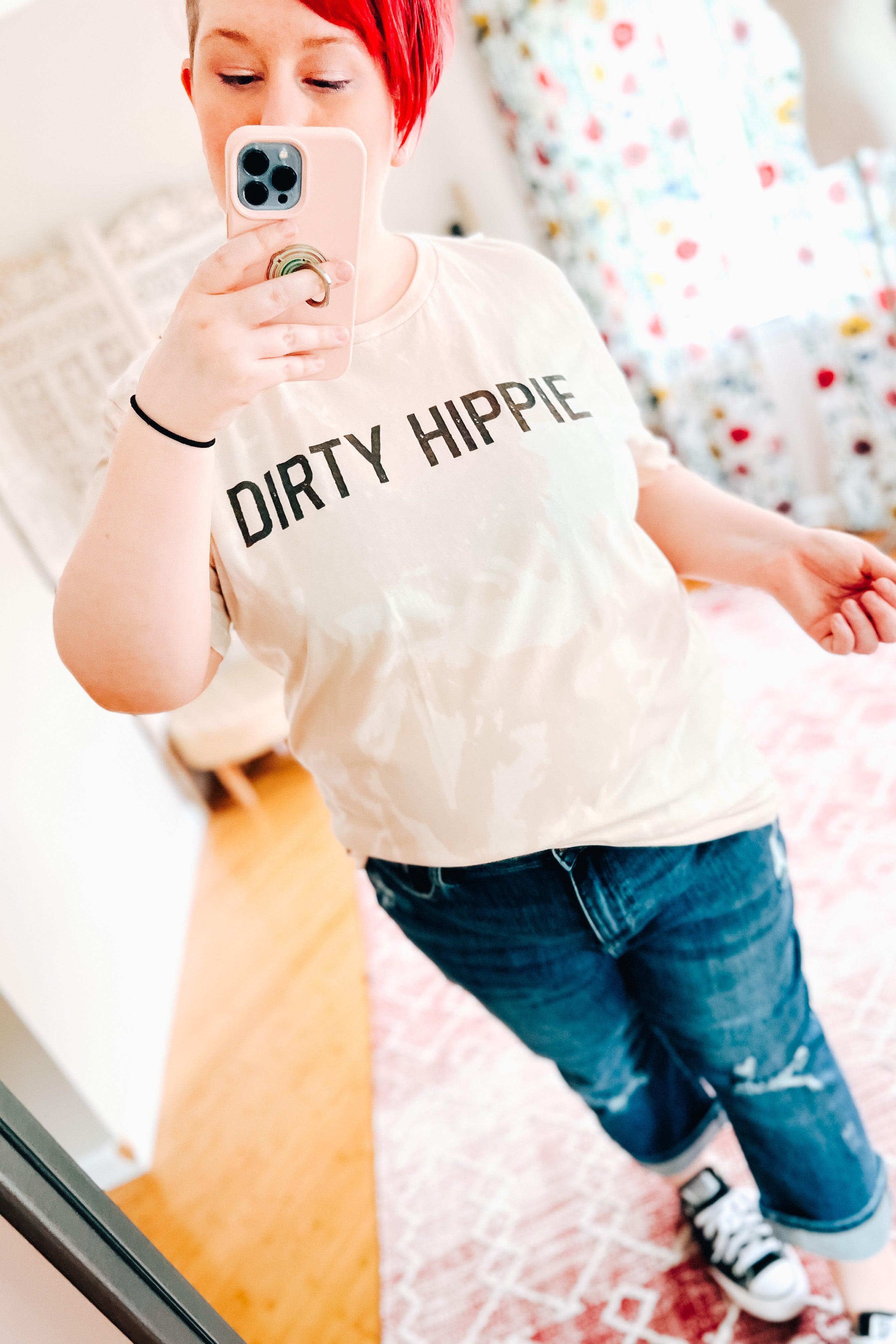 Dirty Hippie Distressed Bleached Tee - Atomic Wildflower