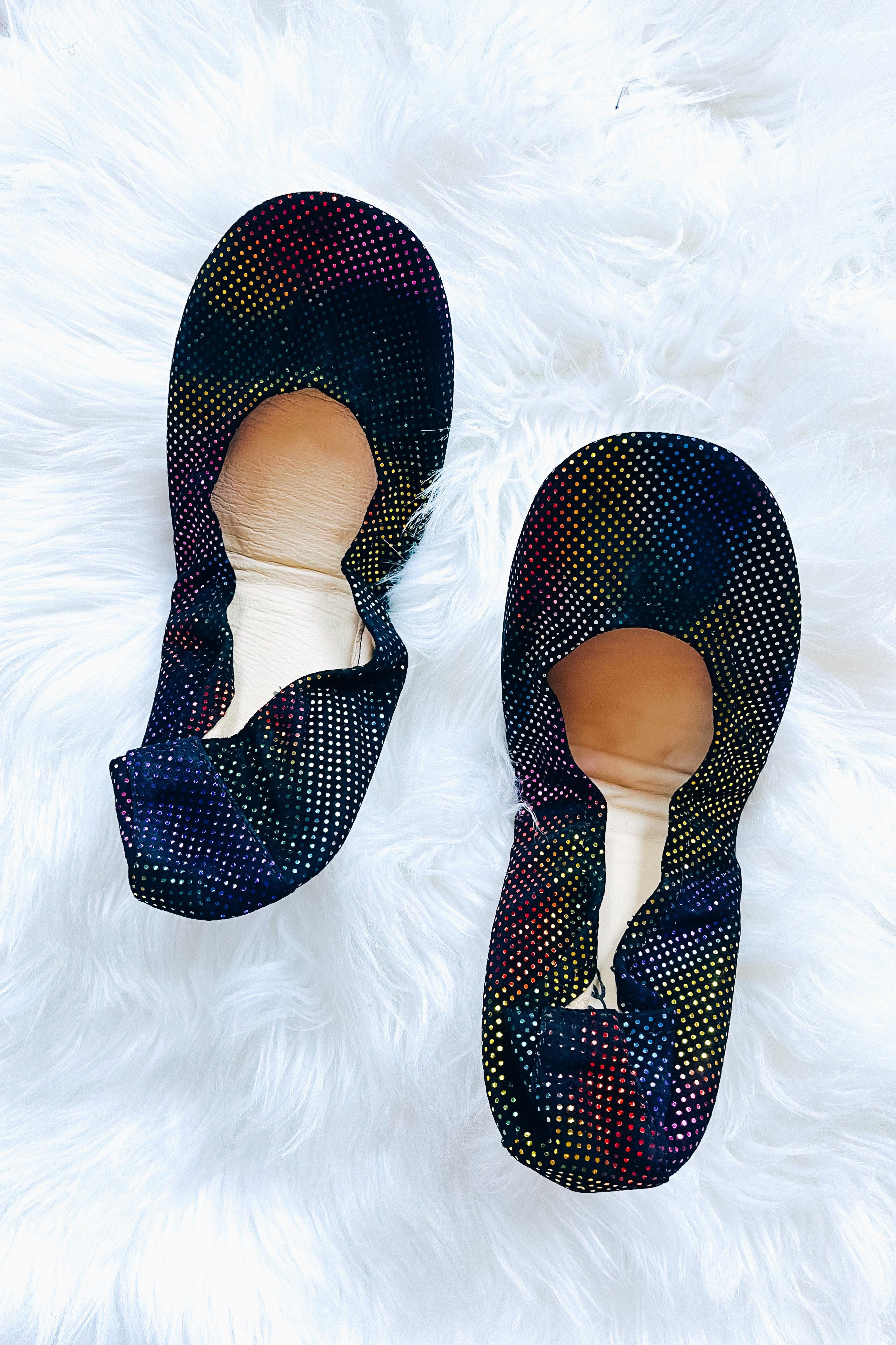 The Storehouse Flats • Suede Disco Rainbow Dots - Atomic Wildflower