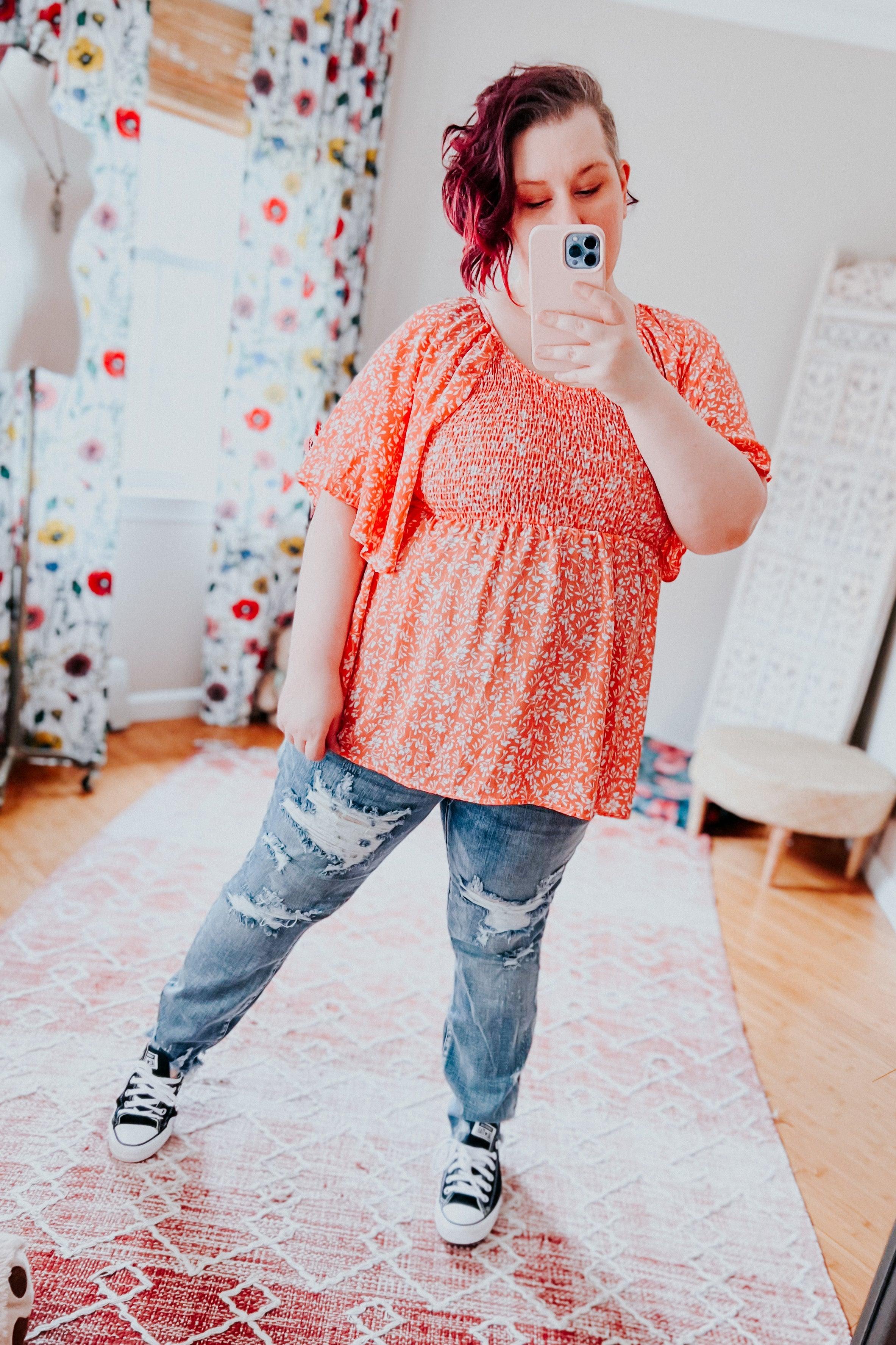 Taking Sides Flutter Sleeve Top - Atomic Wildflower
