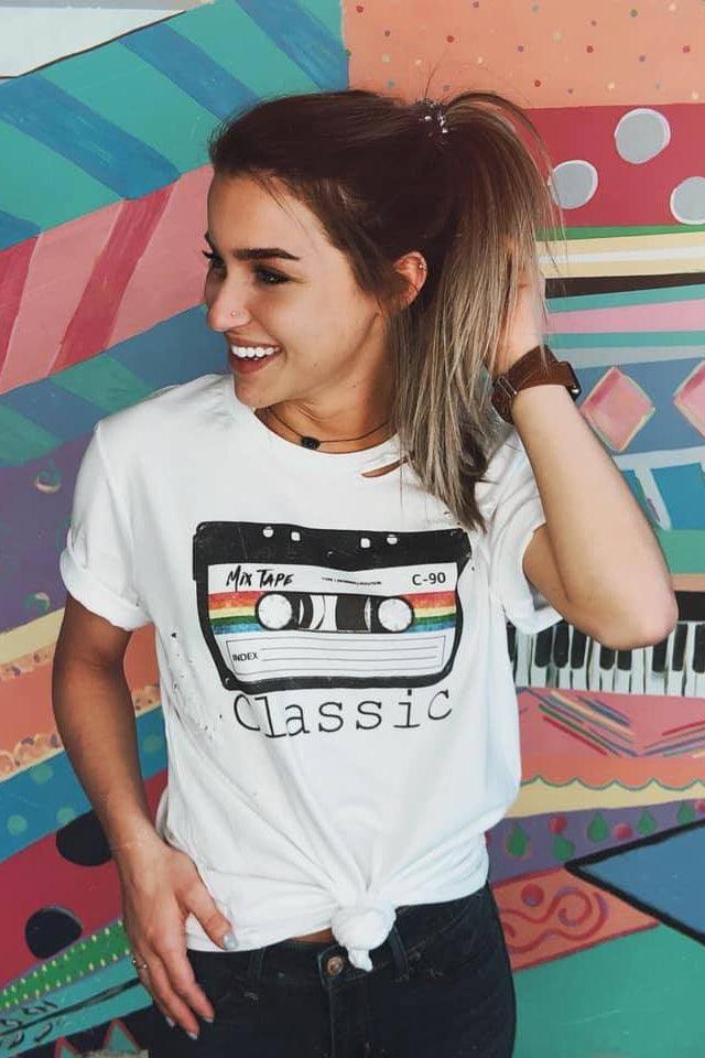 Distressed Classic Mix Tape Tee - Atomic Wildflower