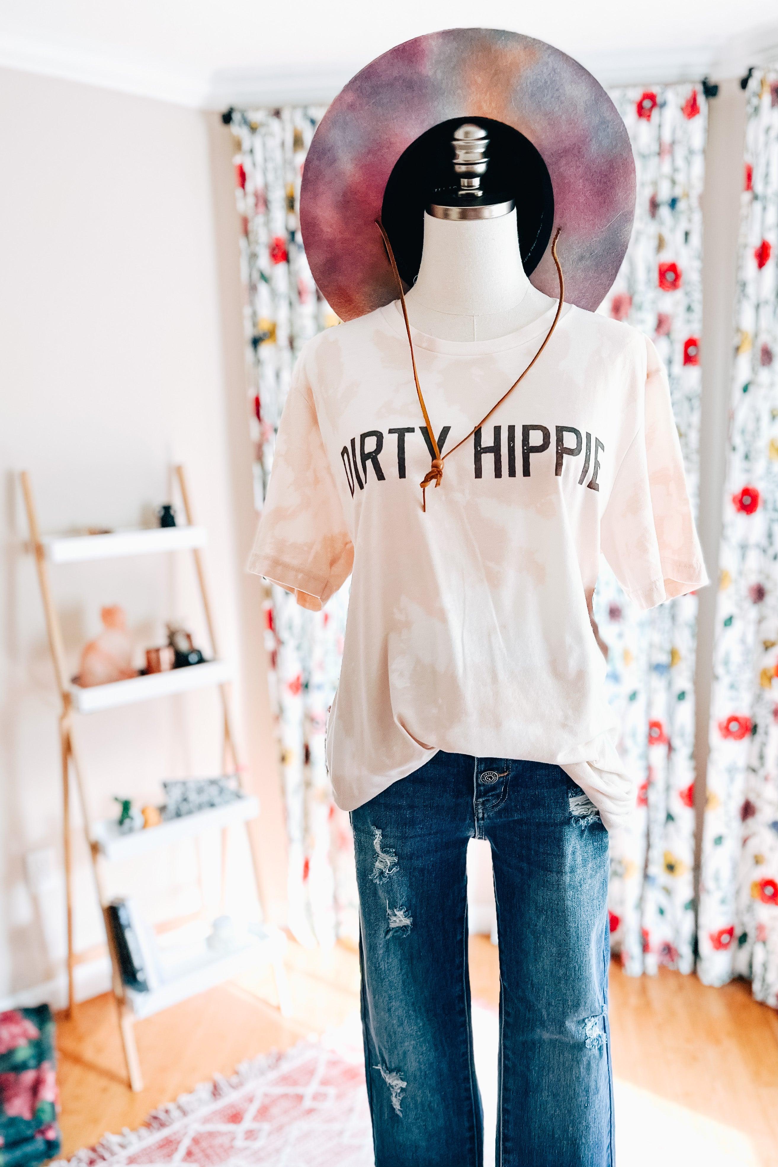 Dirty Hippie Distressed Bleached Tee - Atomic Wildflower
