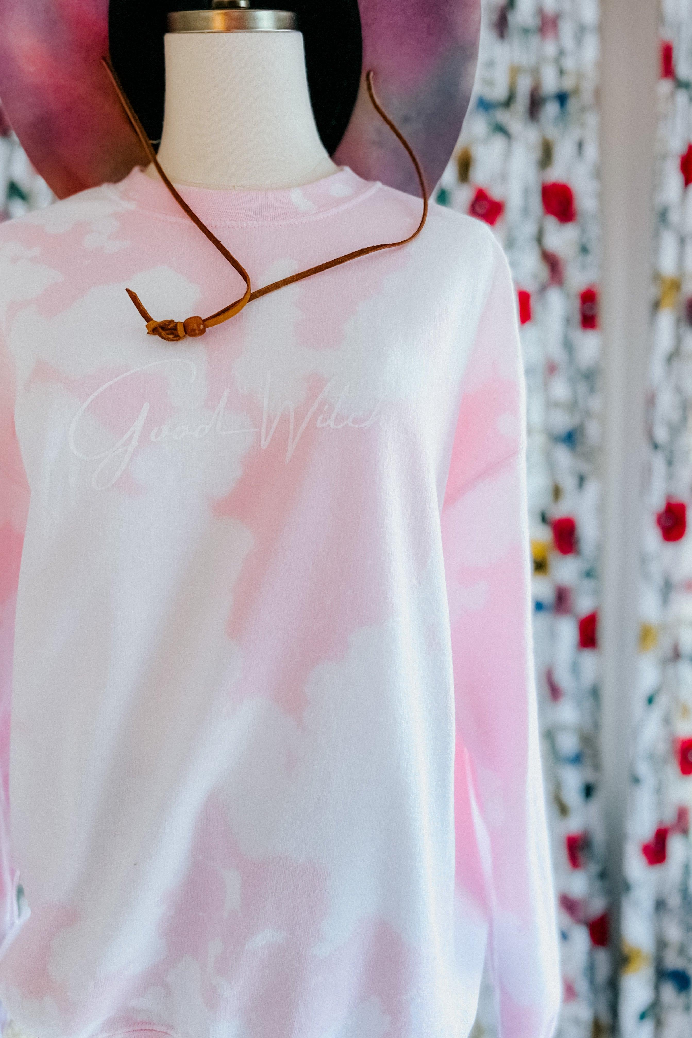 Good Witch Pink Bleached Pullover - Atomic Wildflower