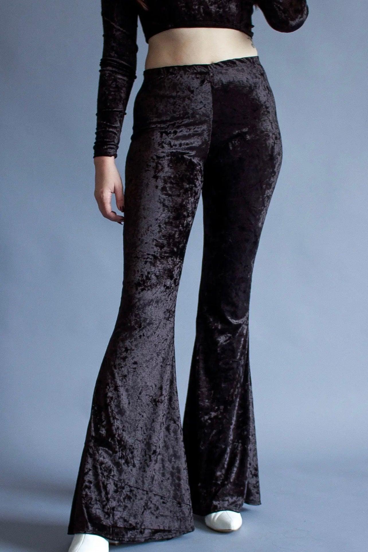 Venom Black Velvet Bell Bottoms - Atomic Wildflower