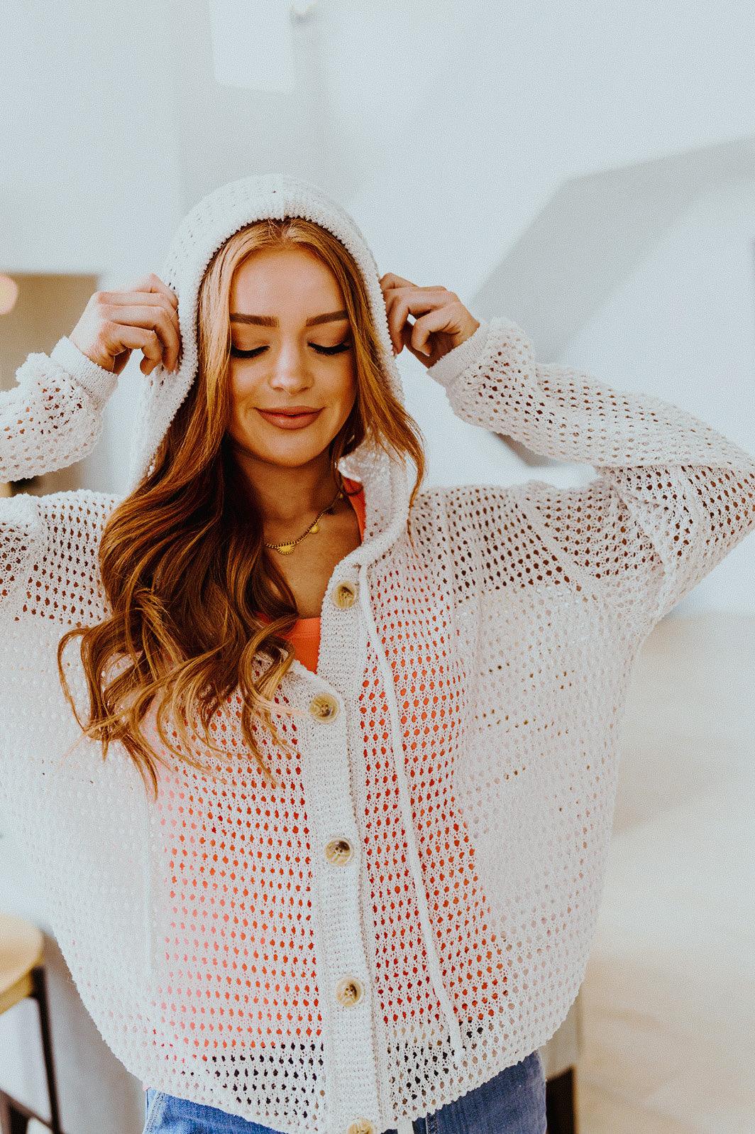 City Skyline Loose Knit Hoodie - Atomic Wildflower