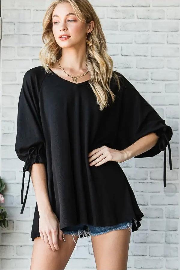 Beckham Bow Detail Bubble Sleeve Tunic - Atomic Wildflower