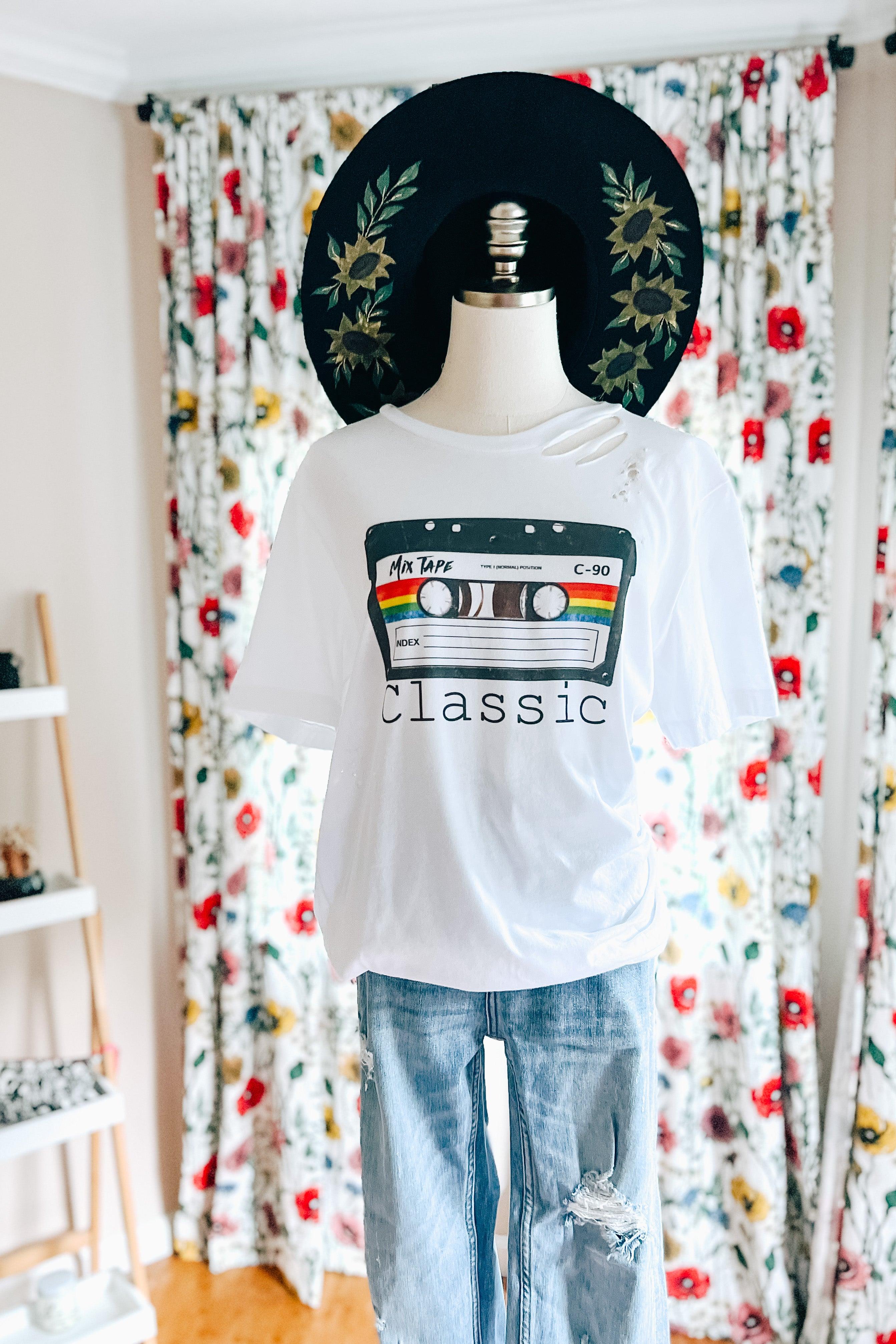 Distressed Classic Mix Tape Tee - Atomic Wildflower