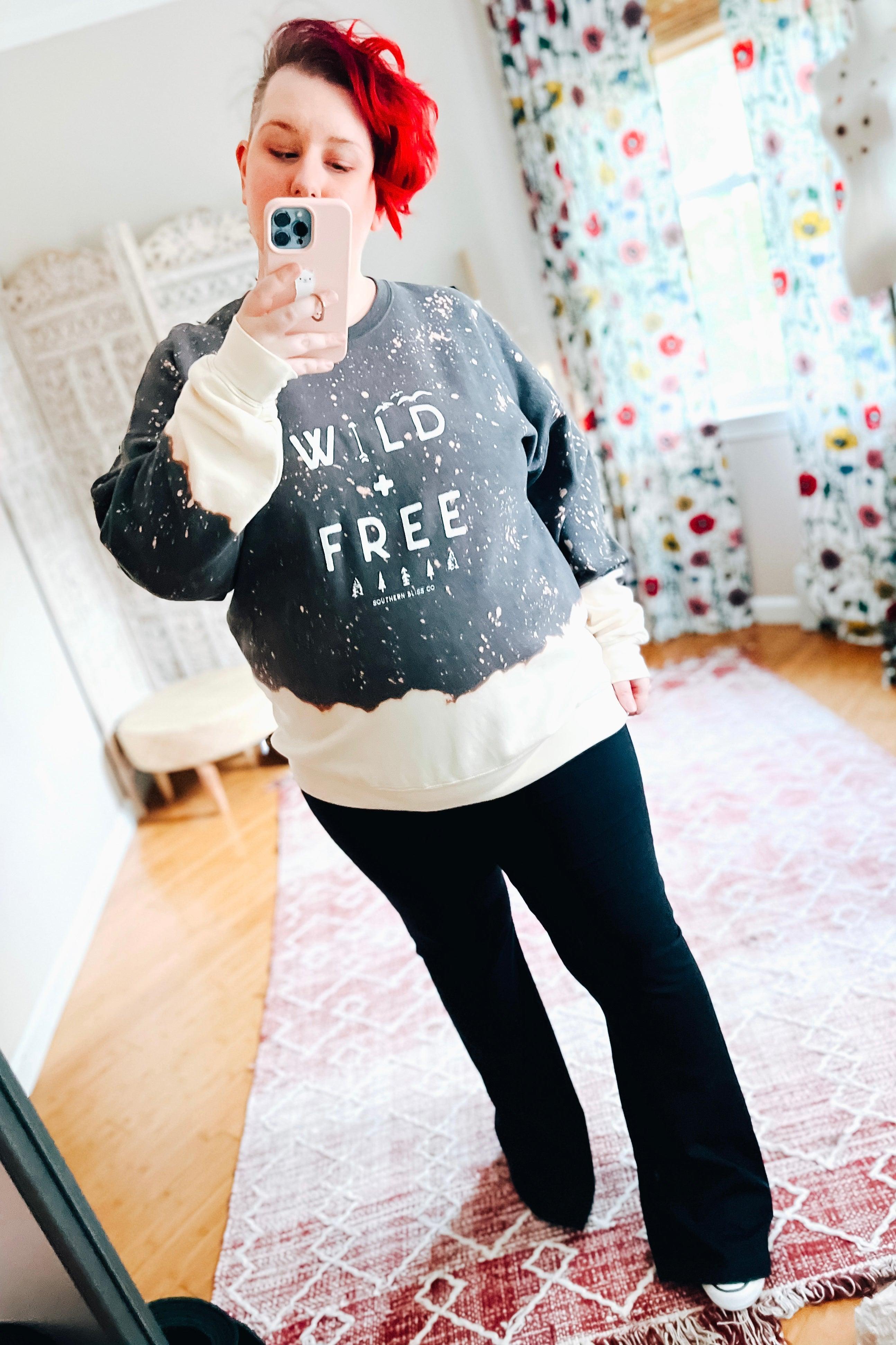 Wild & Free Bleached Sweatshirt - Atomic Wildflower