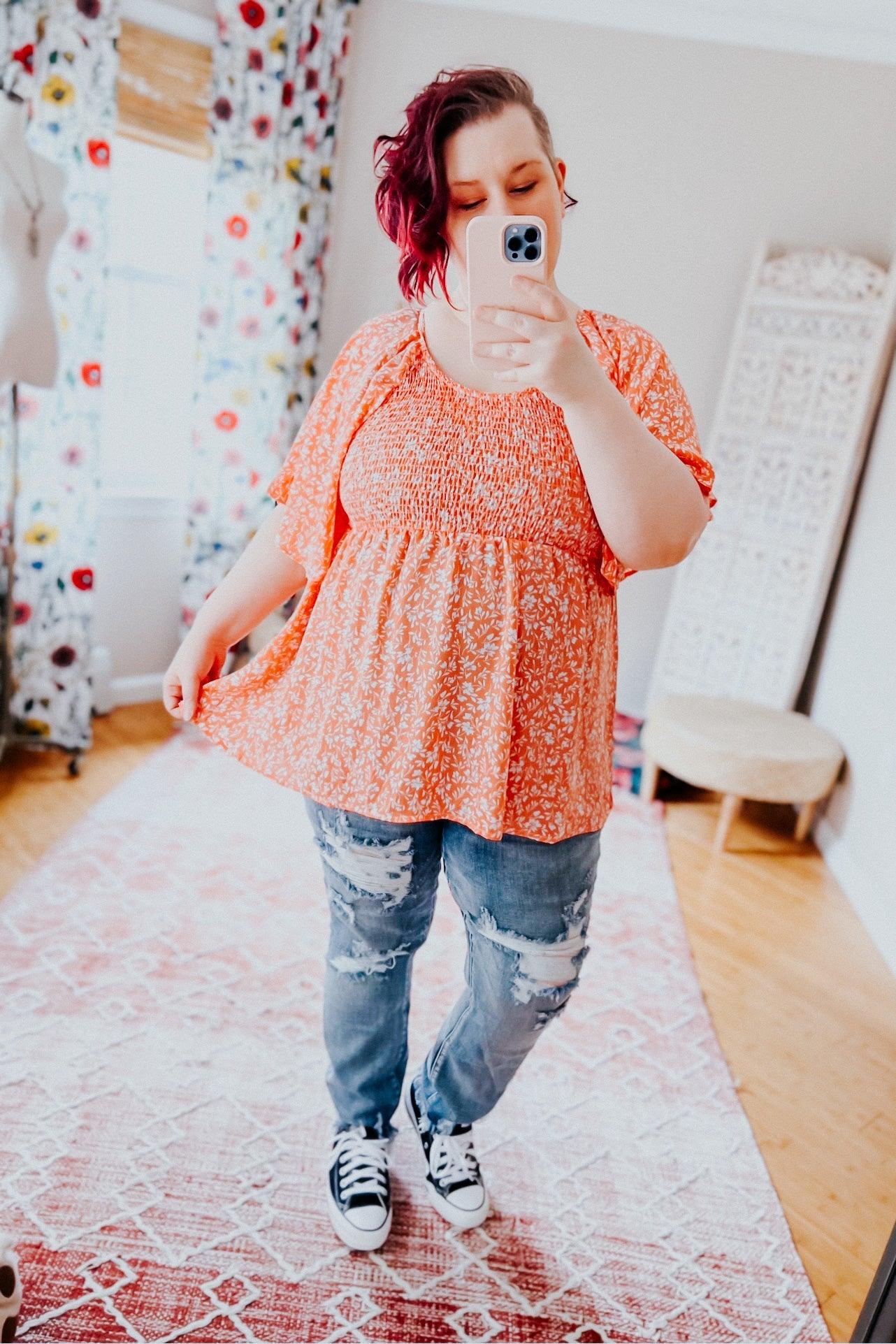 Taking Sides Flutter Sleeve Top - Atomic Wildflower