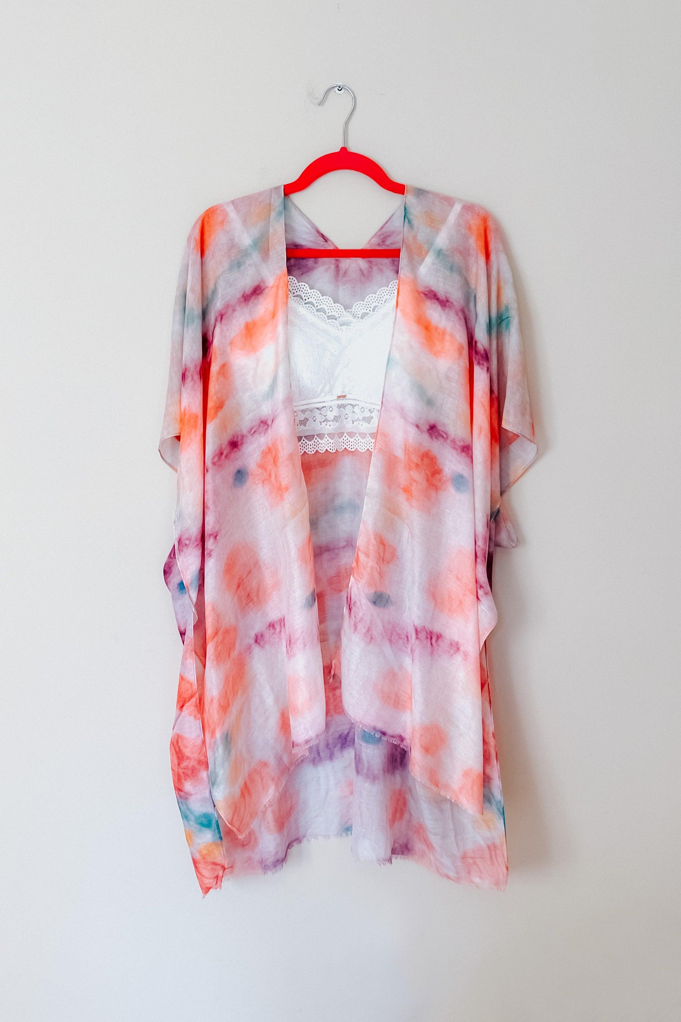 Almost Heavenly Tie Dye Layering Piece Kimono - Atomic Wildflower
