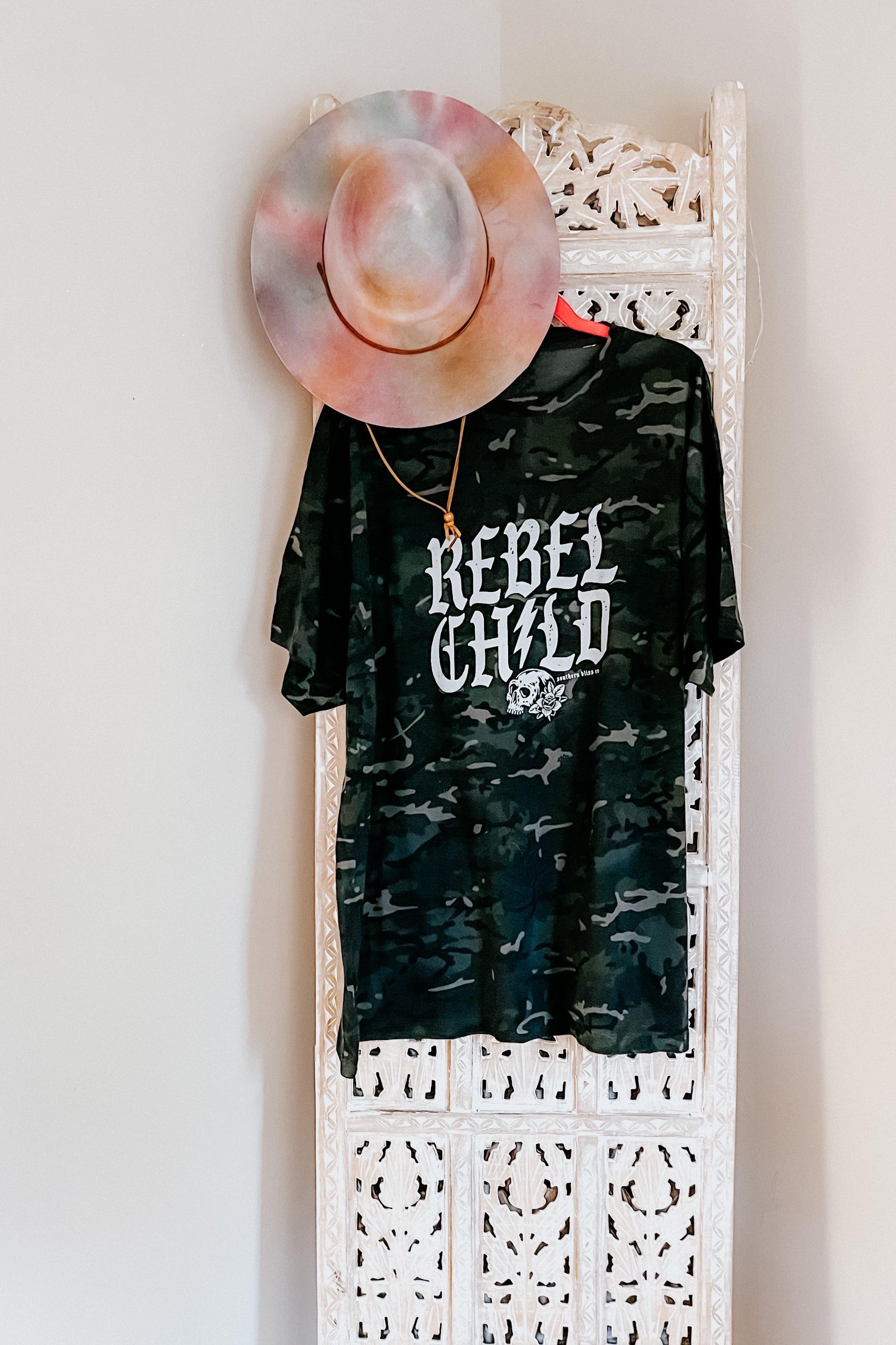 Rebel Child Skull Camo Oversized Tee - Atomic Wildflower