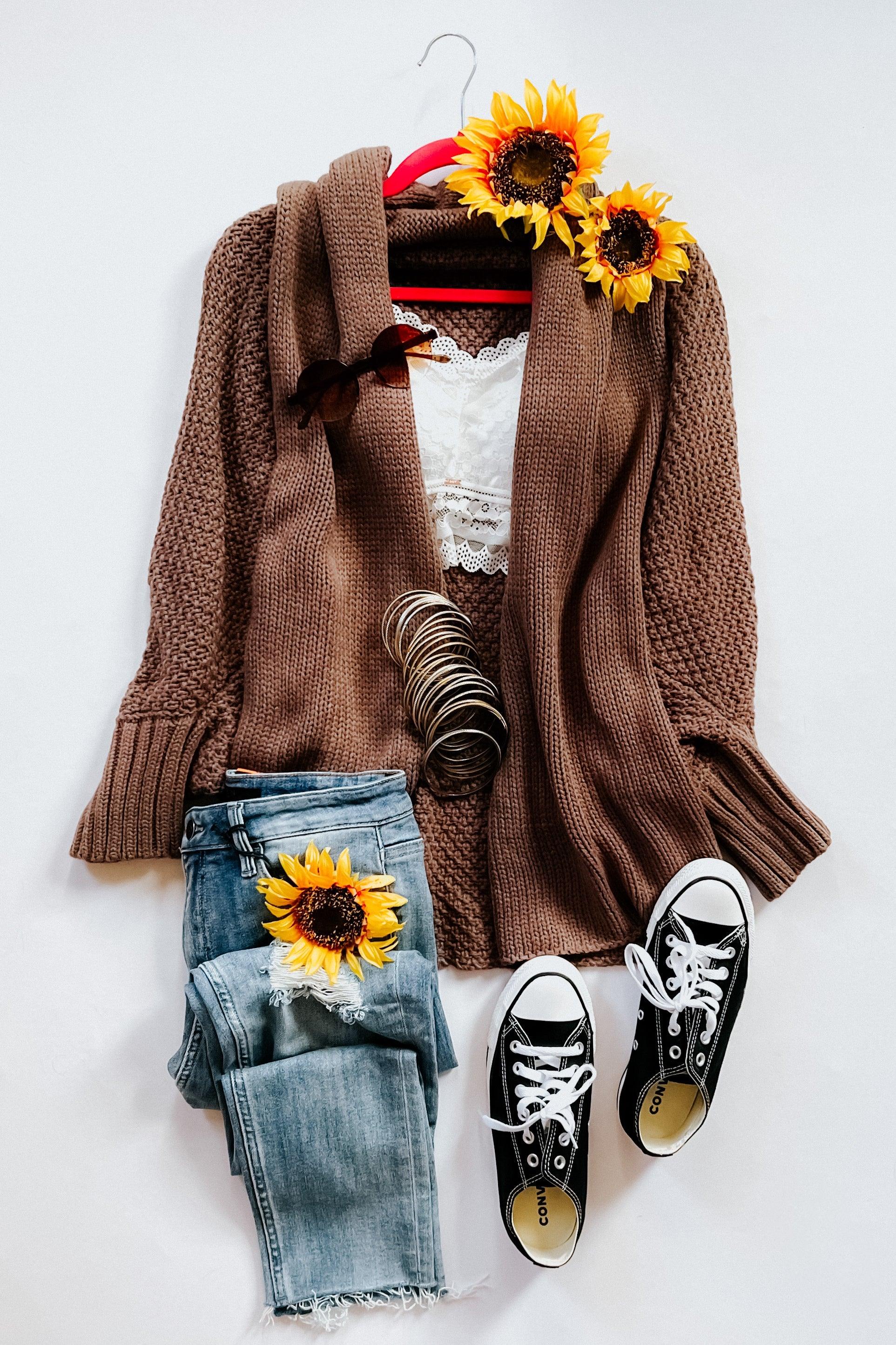 Quiet Solitude Bat Sleeve Cardigan - Atomic Wildflower