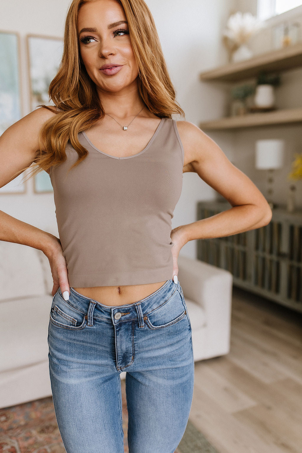Carefree Seamless Reversible Tank • Light Mocha