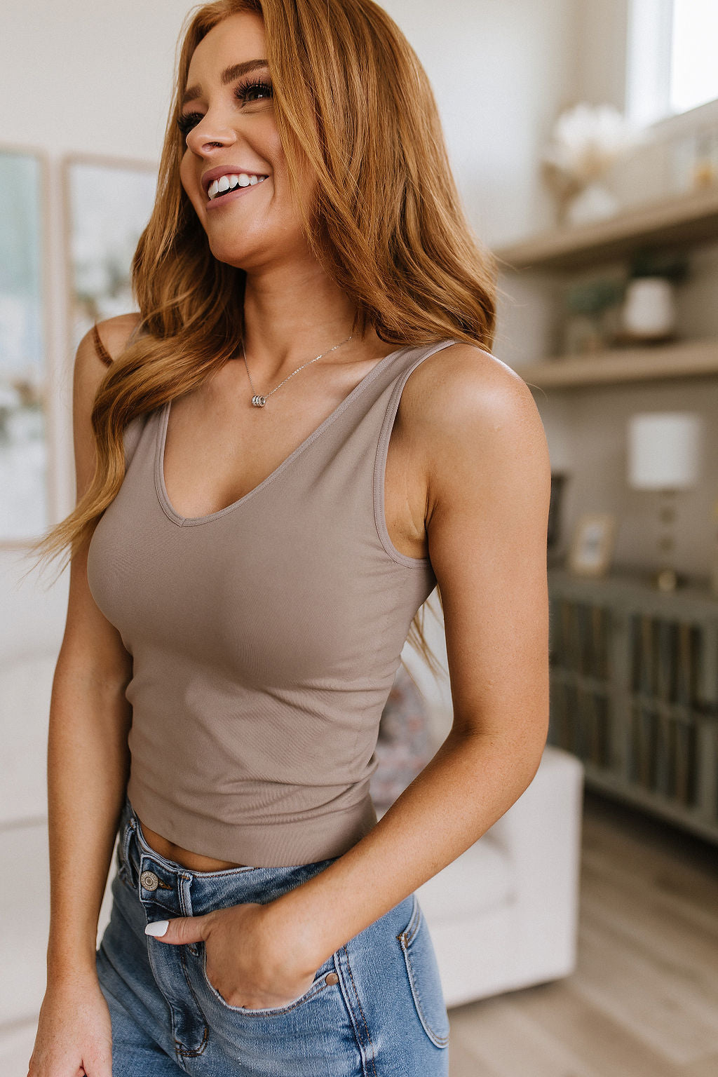 Carefree Seamless Reversible Tank • Light Mocha