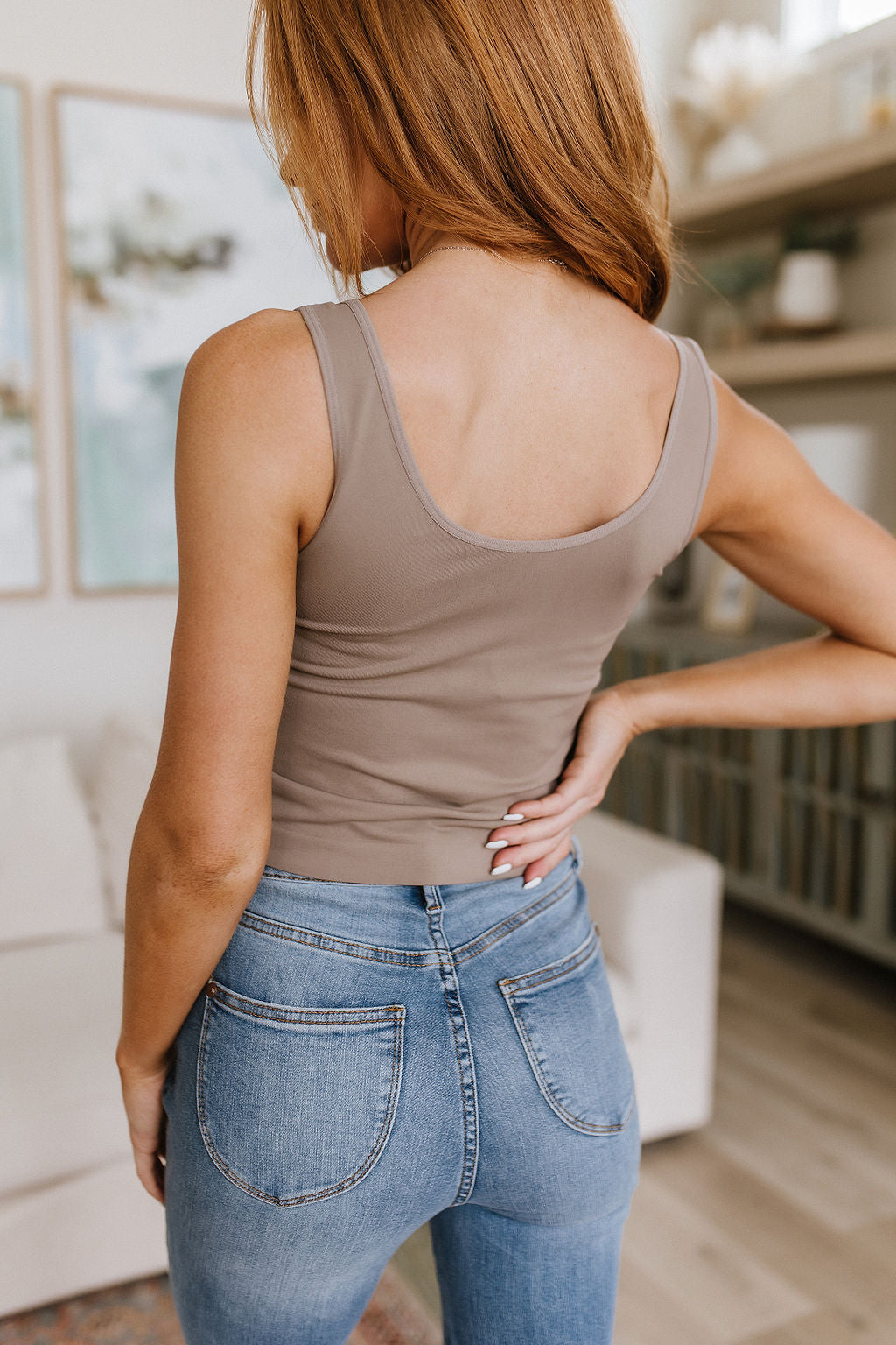 Carefree Seamless Reversible Tank • Light Mocha