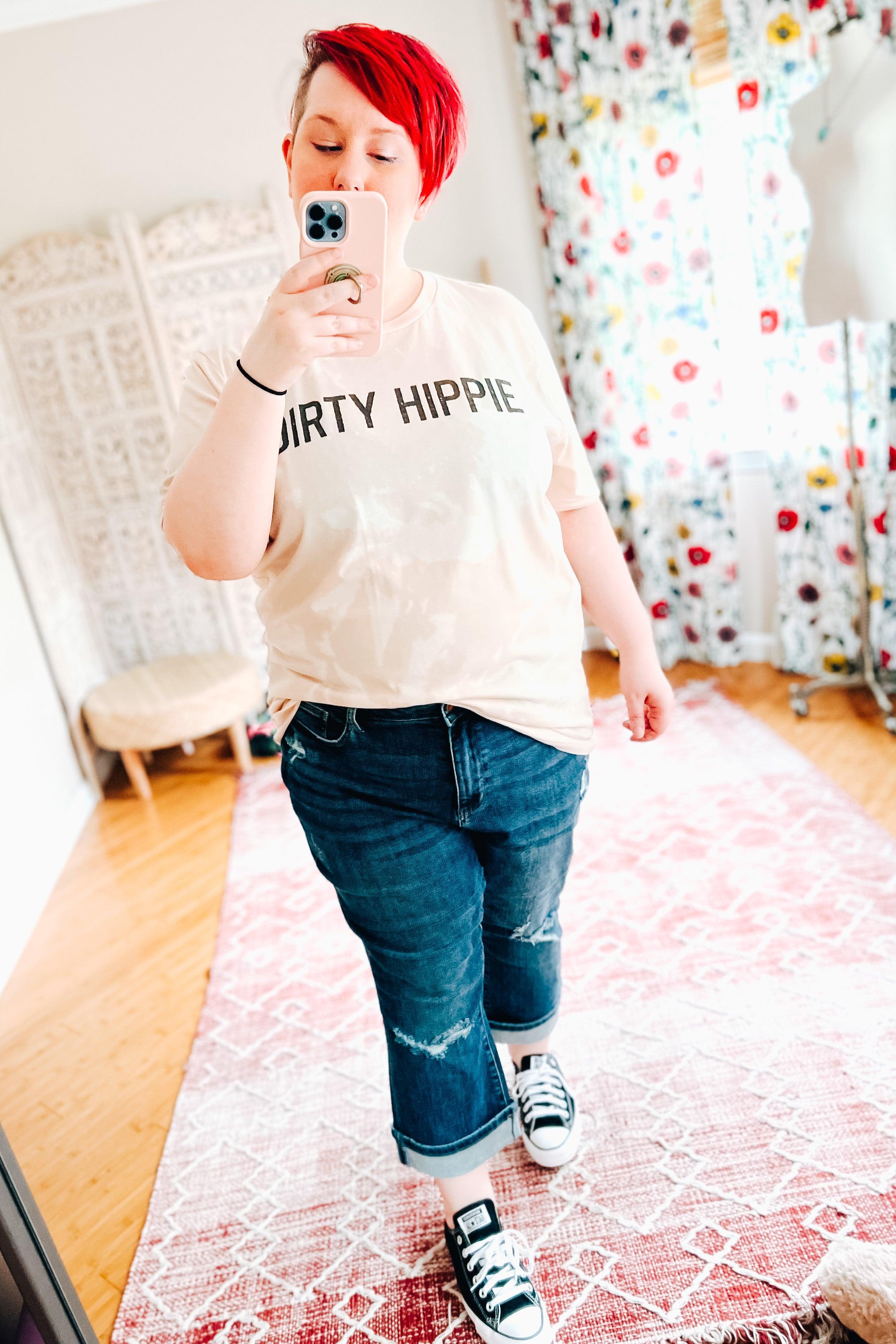 Dirty Hippie Distressed Bleached Tee - Atomic Wildflower