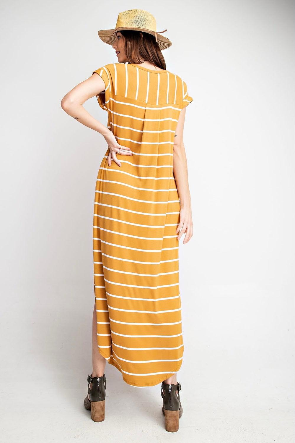 The Moxi Maxi Dress • Mustard Stripe - Atomic Wildflower