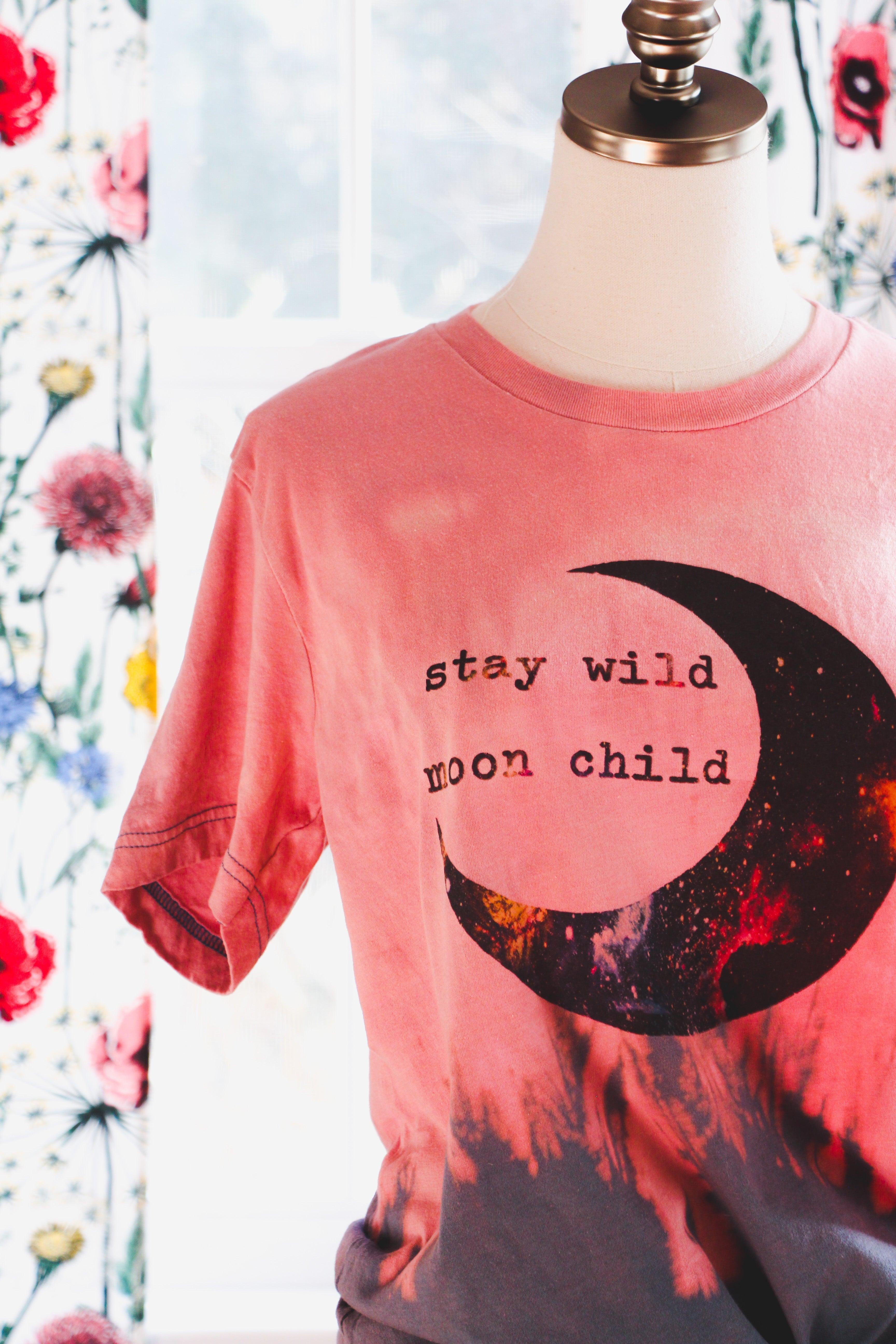 Stay Wild Moon Child Ombre Tee - Atomic Wildflower
