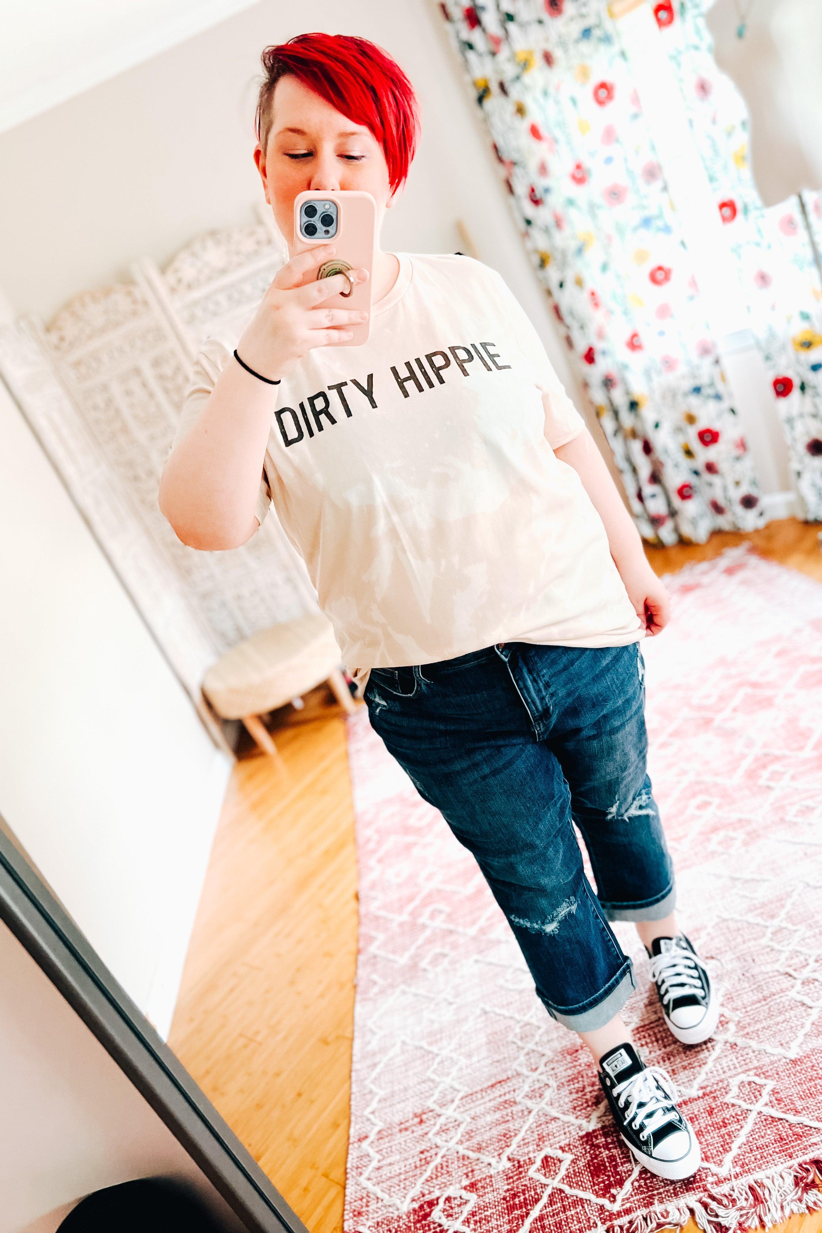 Dirty Hippie Distressed Bleached Tee - Atomic Wildflower