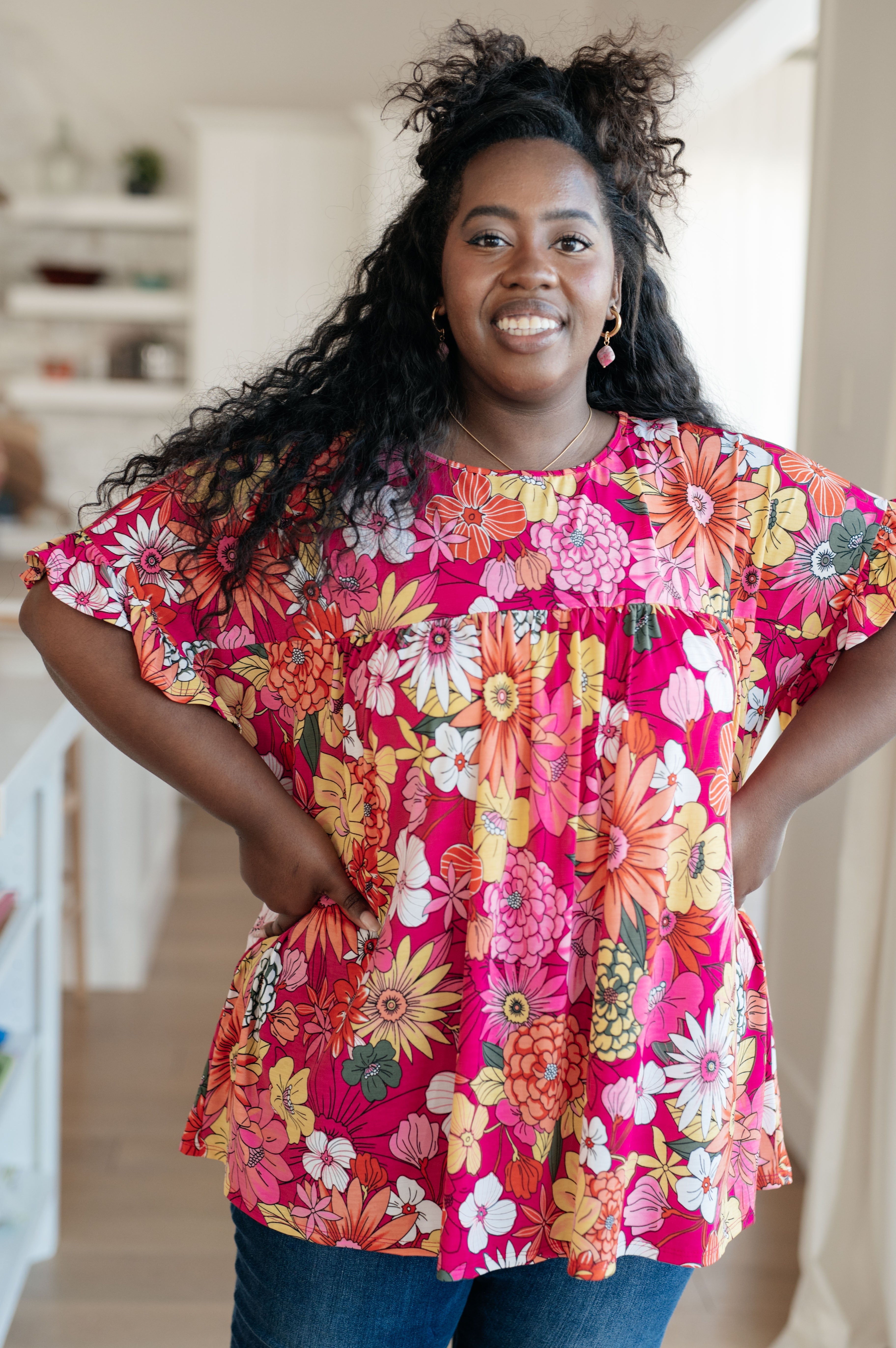 Flit About Floral Top • Pink