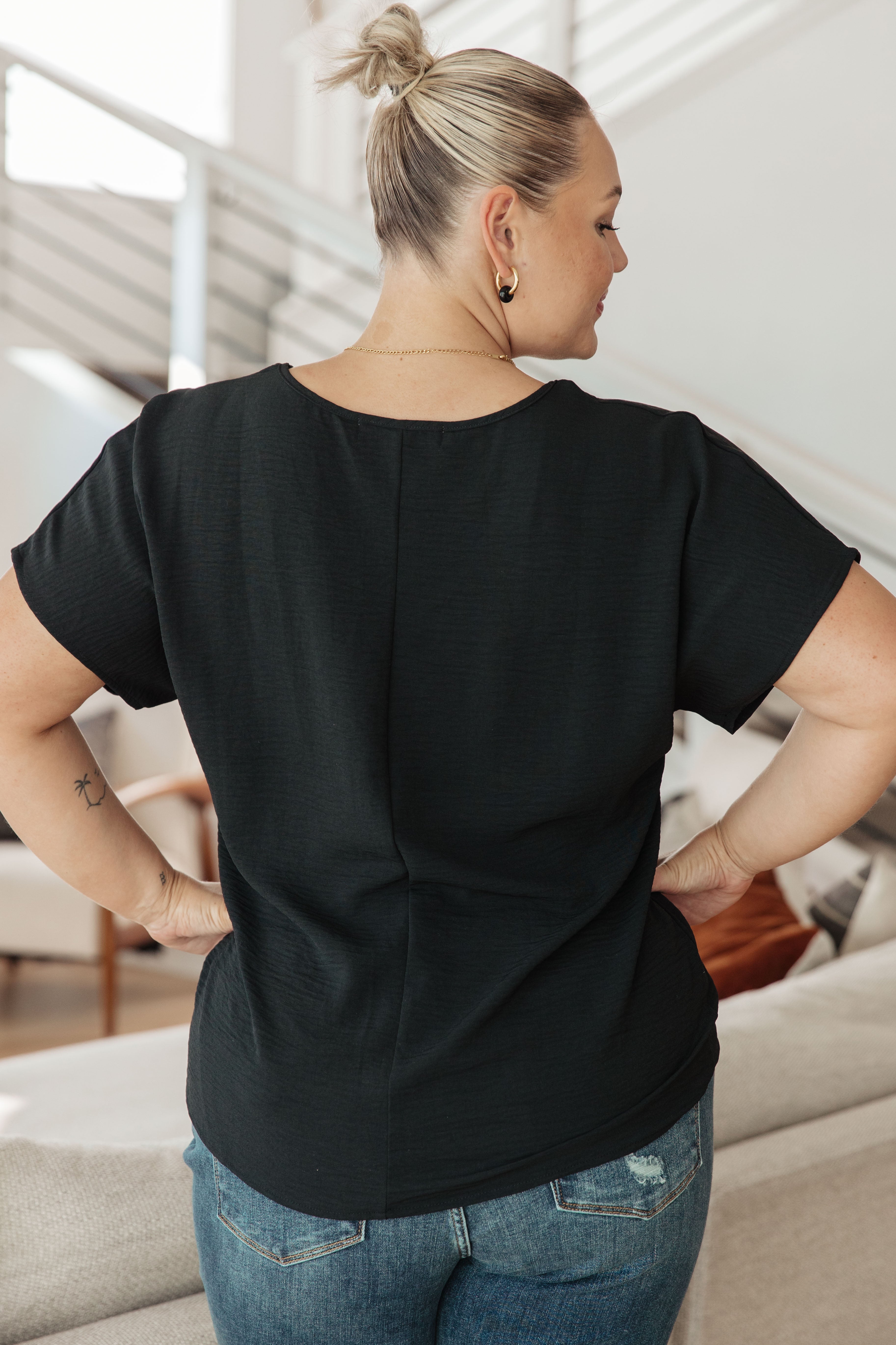 Frequently Asked Questions V-Neck Top • Black