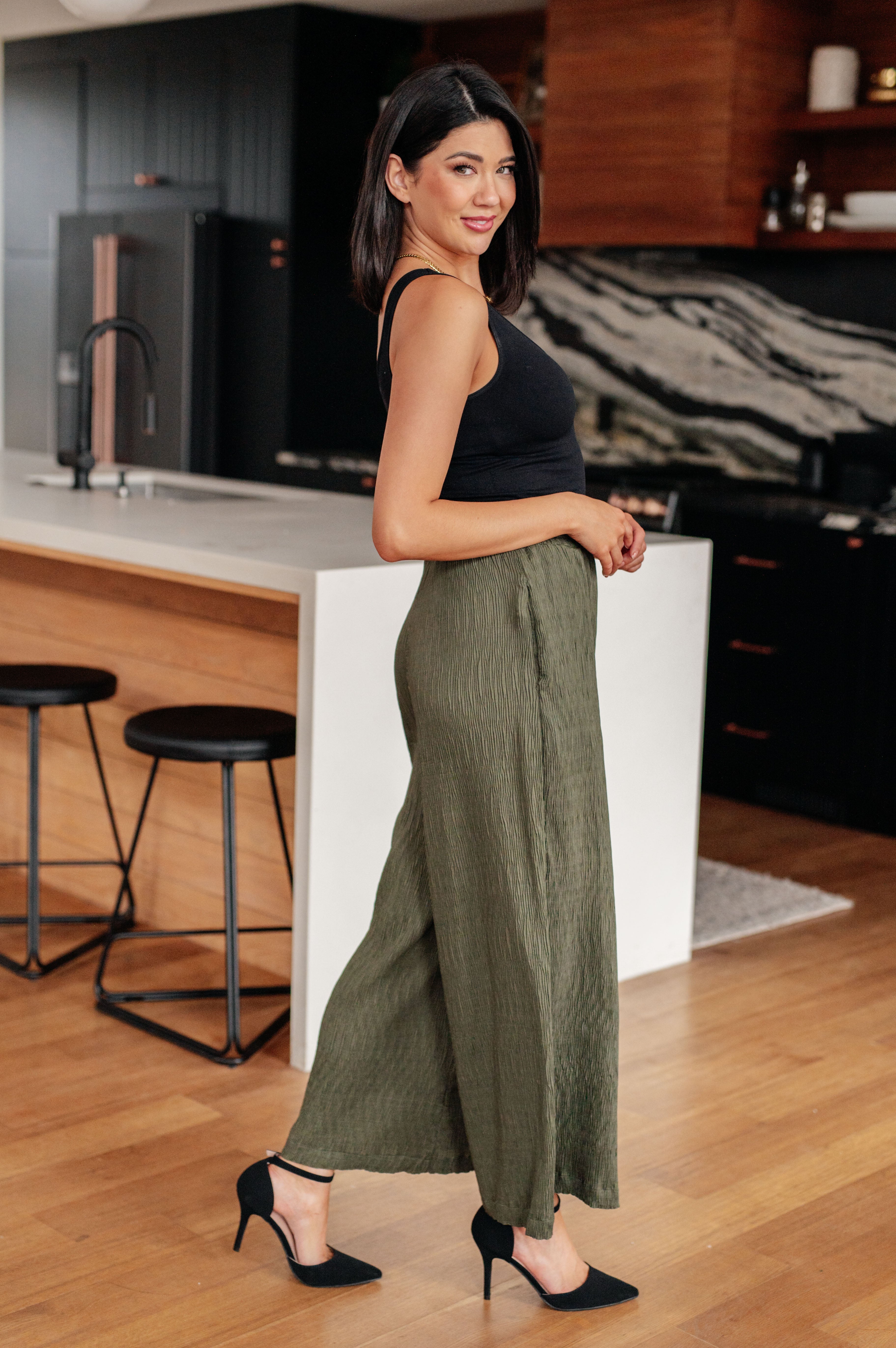 Harmony High Rise Wide Pants • Olive