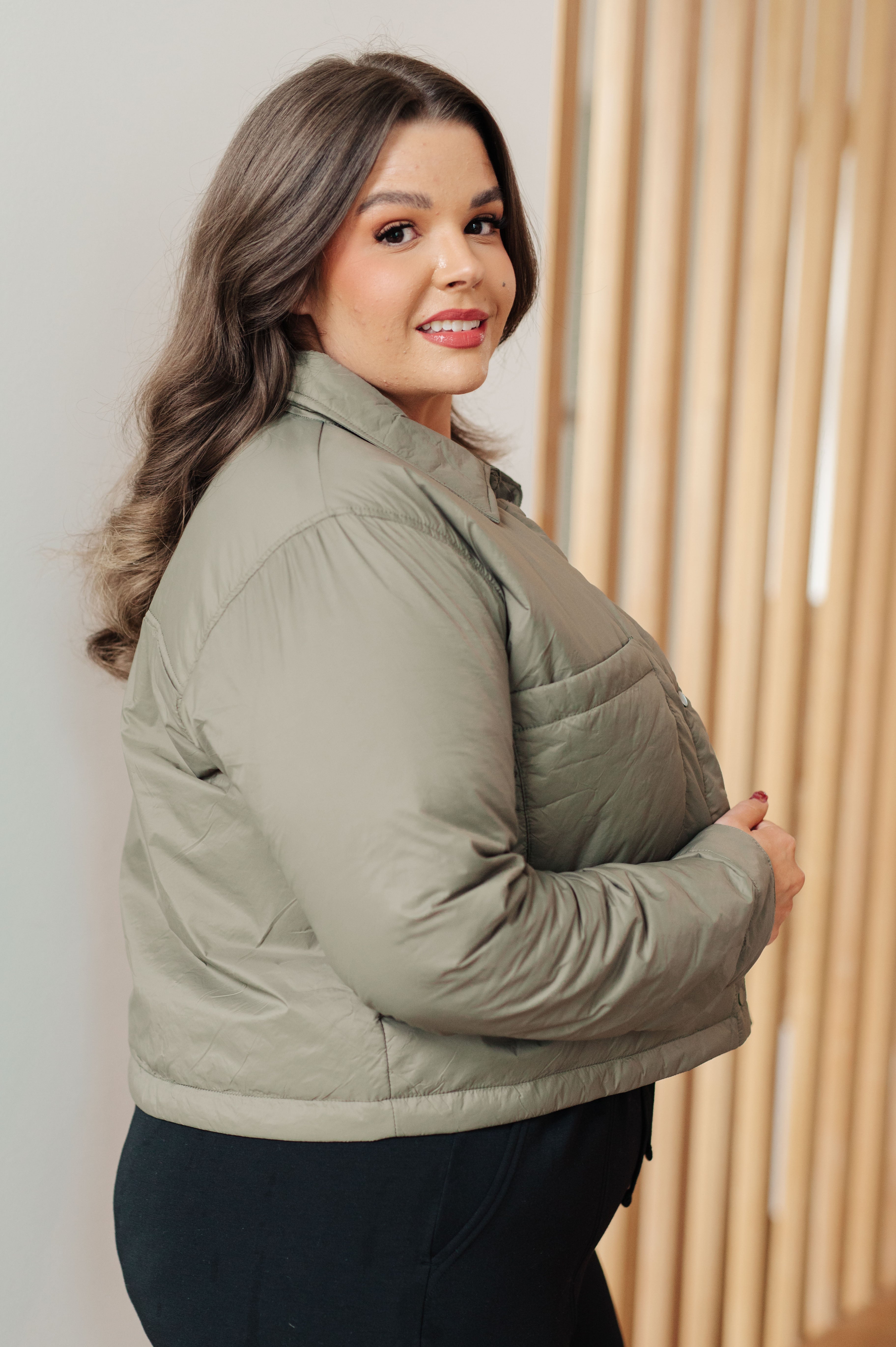 Hear Me Out Lightweight Puffer Jacket • Olive