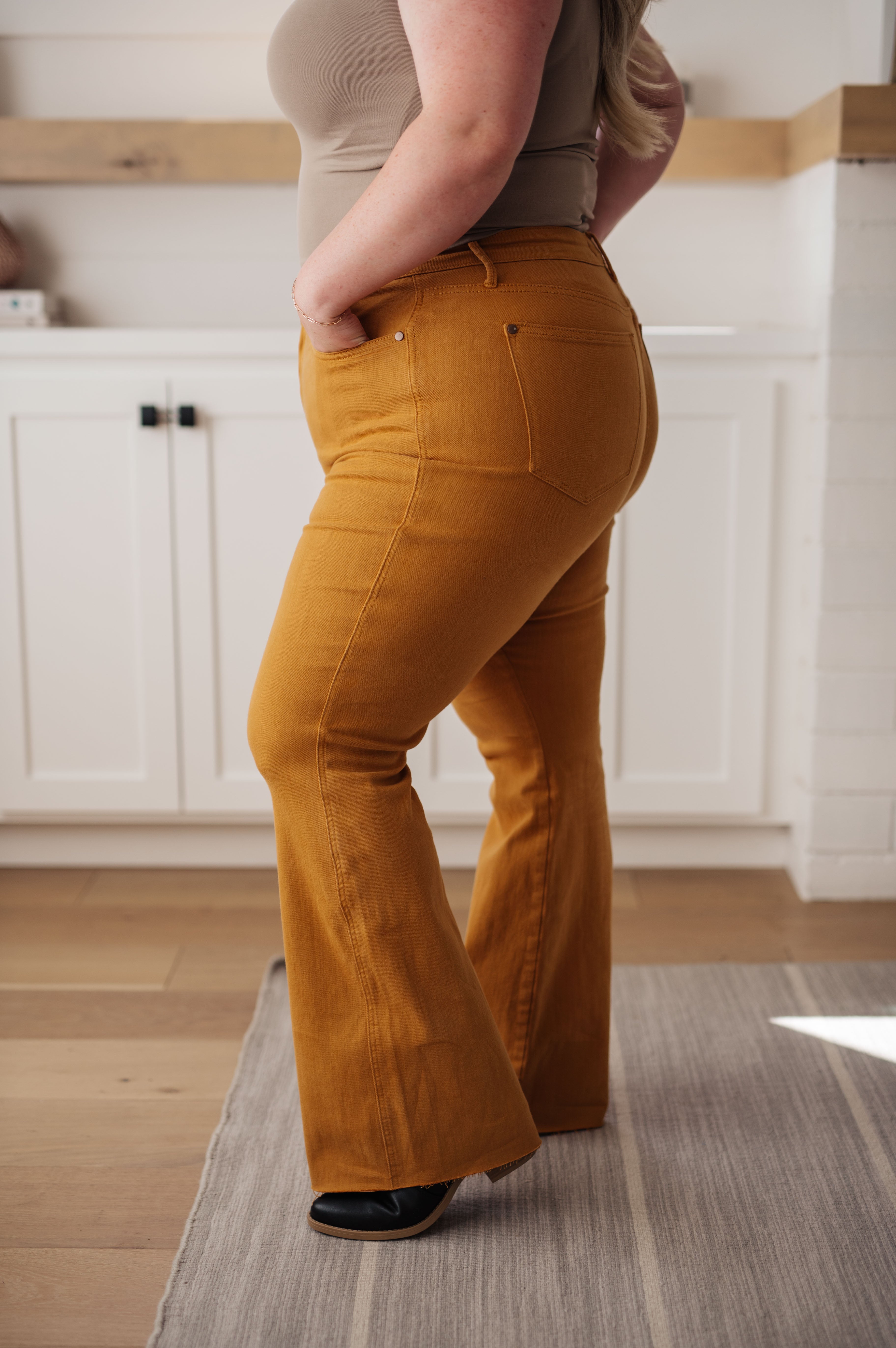 Melinda High Rise Control Top Flare Jeans • Marigold