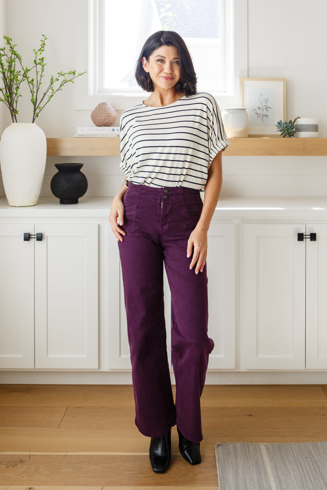 Petunia High Rise Wide Leg Jeans • Plum