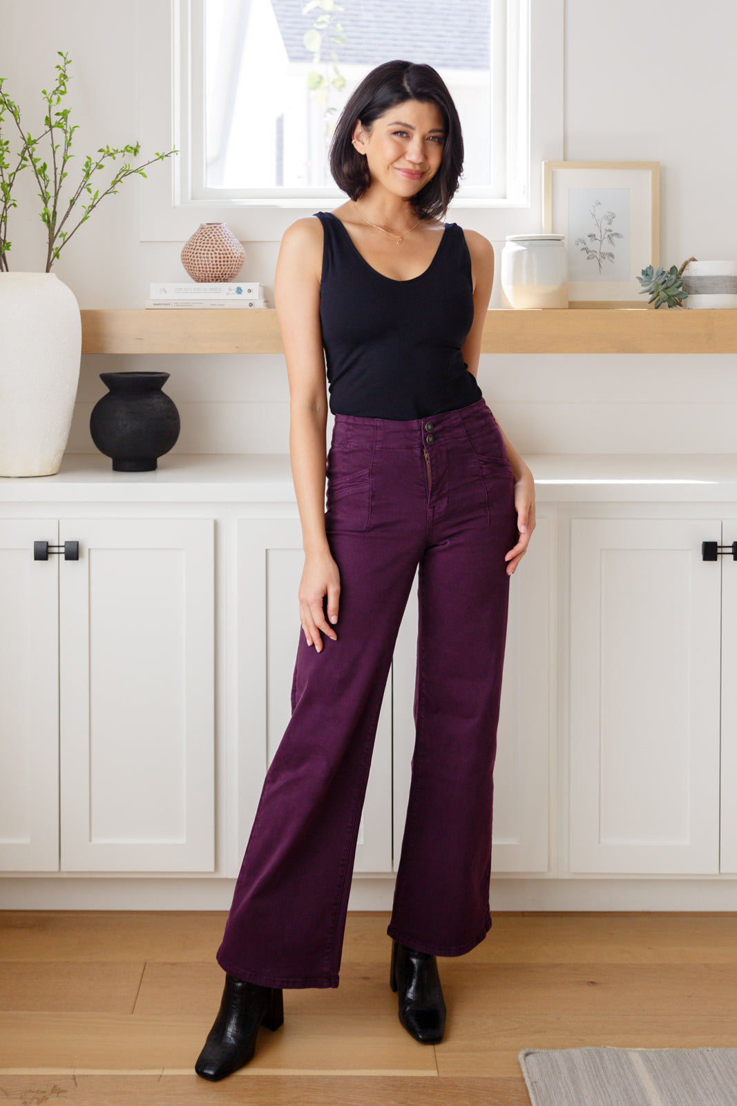 Petunia High Rise Wide Leg Jeans • Plum